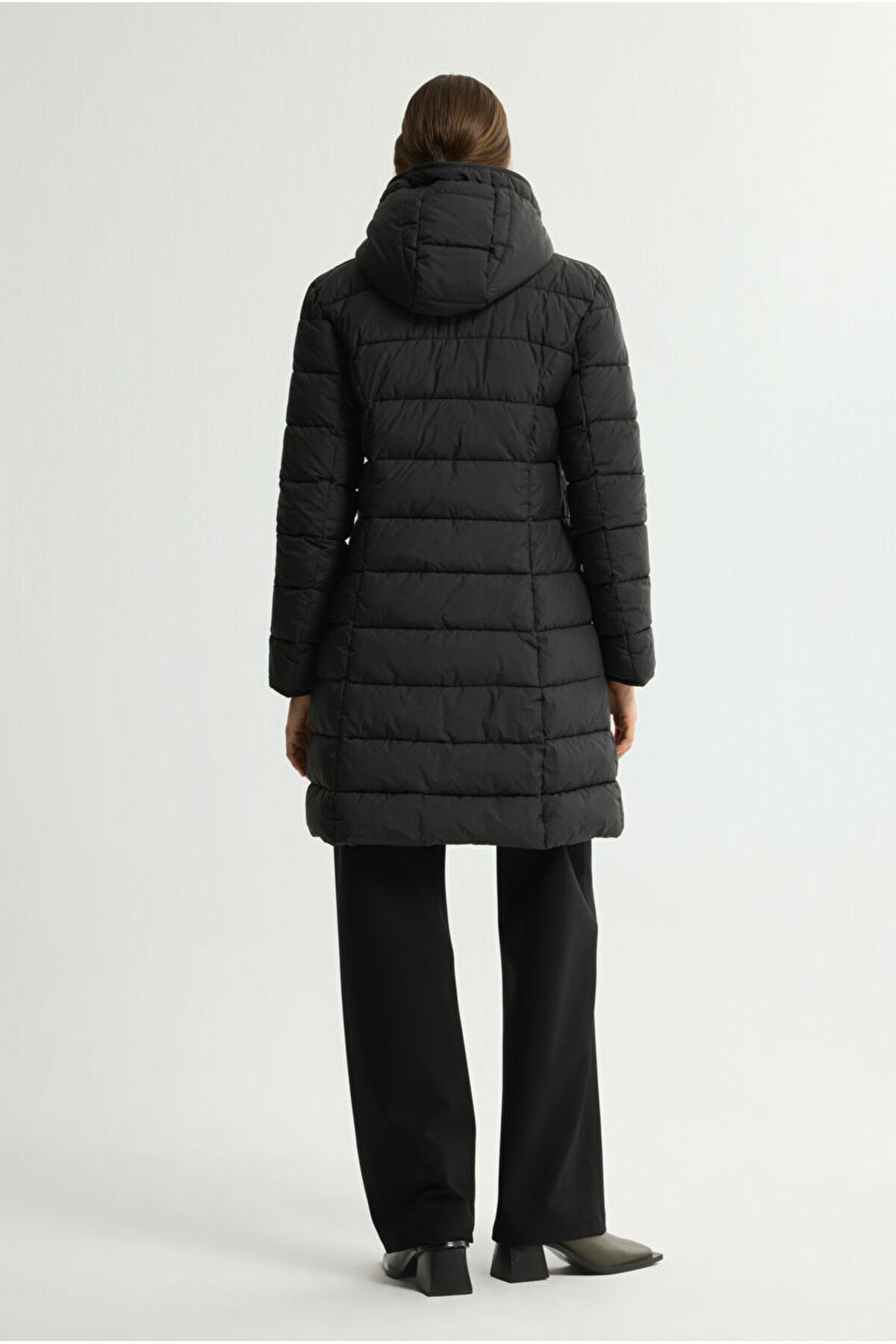 Love My Body  Cepli Uzun Şişme Mont - Görsel 8