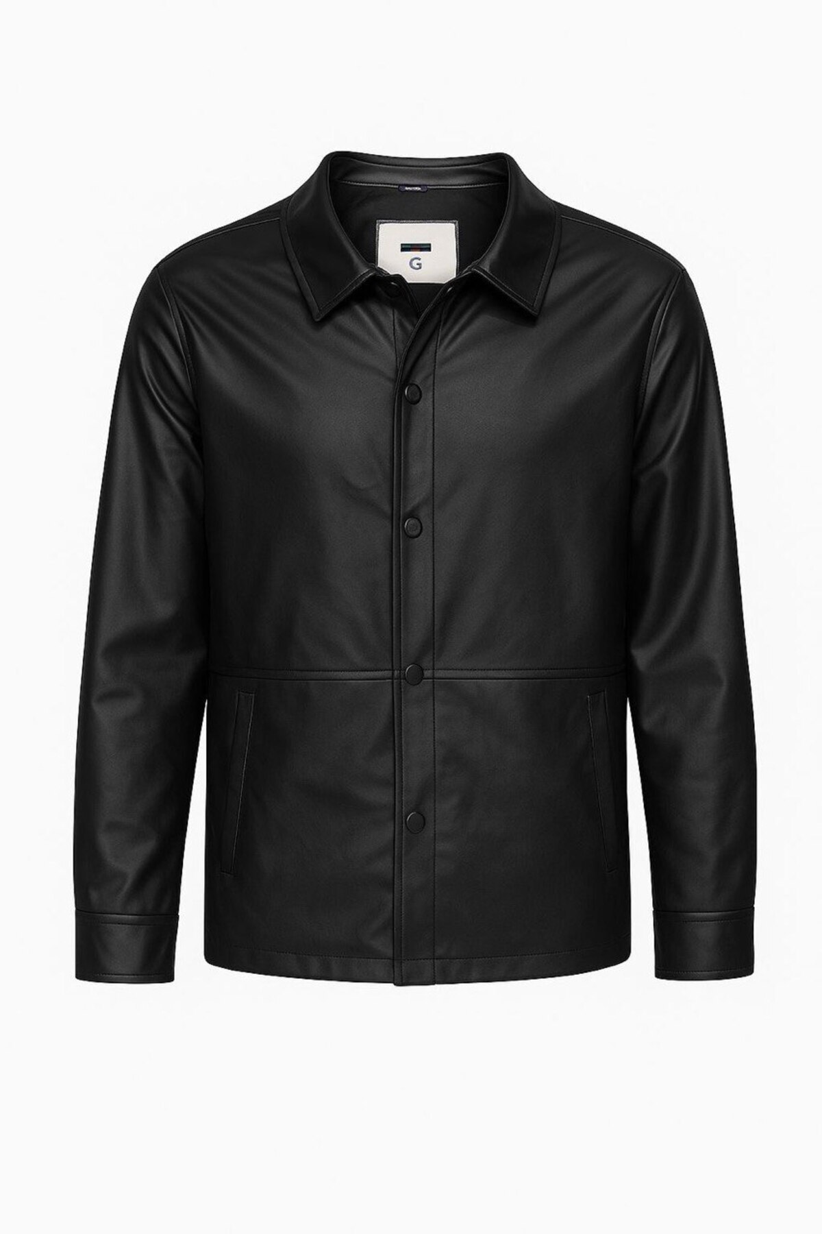 Basic Slim Fit Çıt Çıtlı Deri Ceket - Sade ve Şık Tasarım