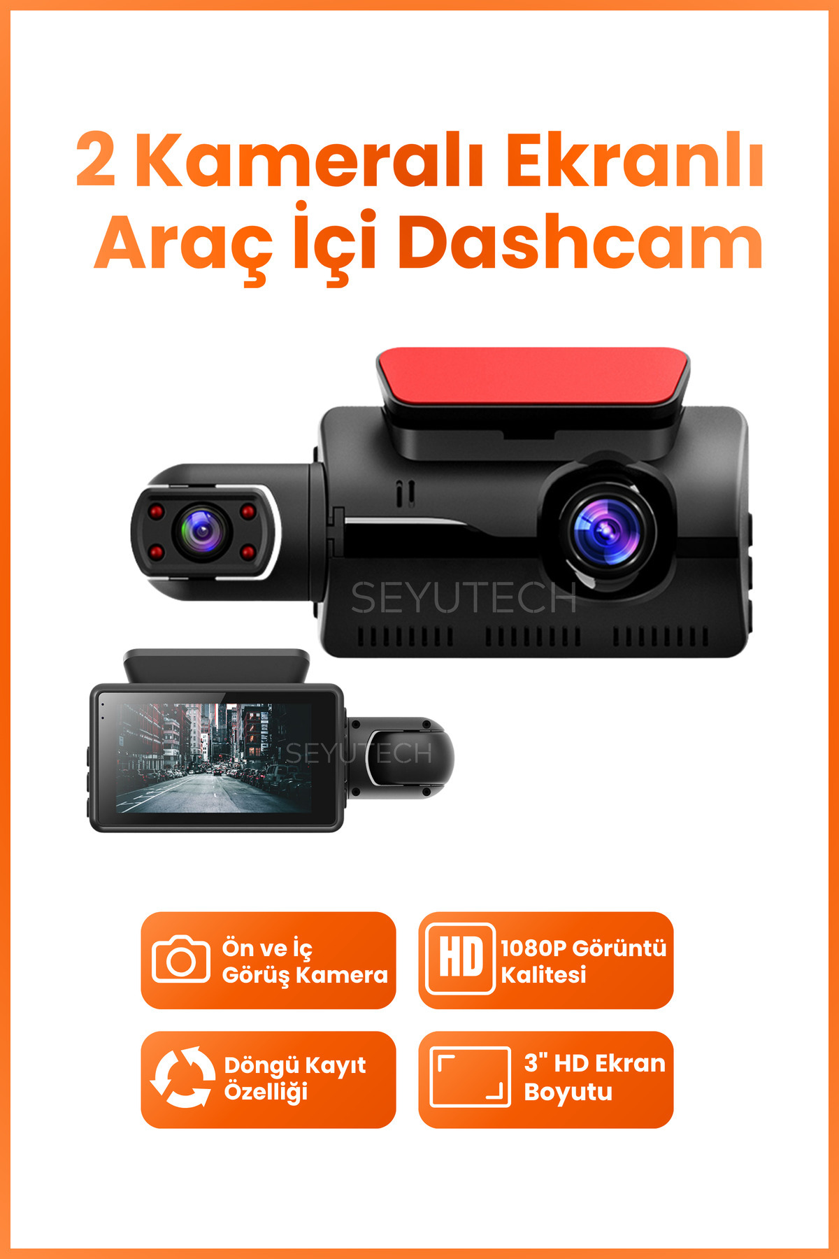 SEYUTECH Araç İçi Hd Kamera 2 Kameralı Wifi Özellikli 1080P Full Hd Gece Görüşlü G-Sensör Dashcam A68