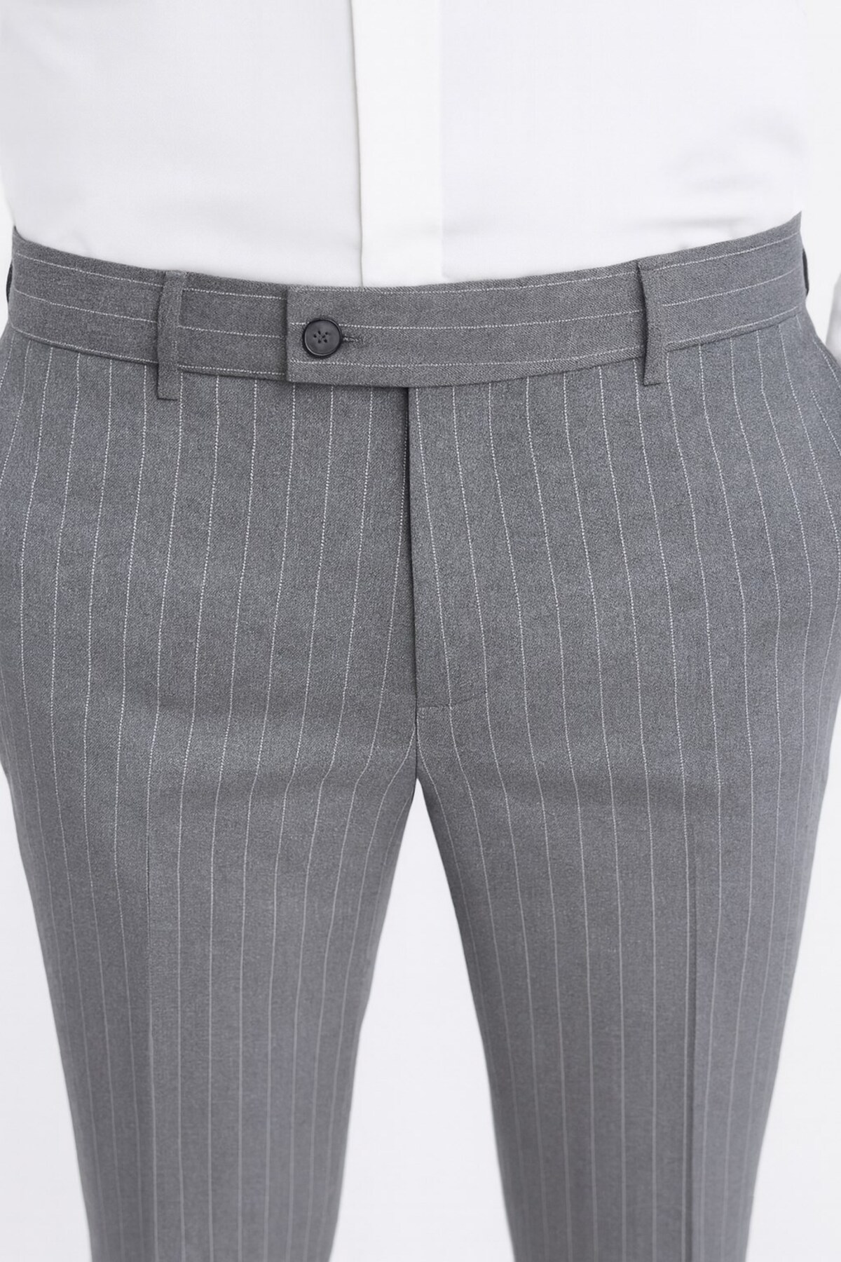 Plus Scorpion  Çizgili Kruvaze Erkek Takım Elbise – Şık ve Rahat İtalyan Kesim, Belden Oturtmalı, Top Düğmeli - Görsel 7