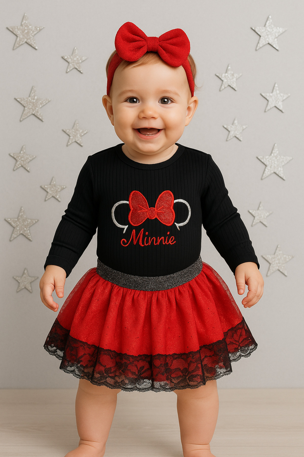 Arı Bebe Kız Bebek Minnie nakışlı body’li tül etekli tütü takım fotoğrafı 2 (önizleme)