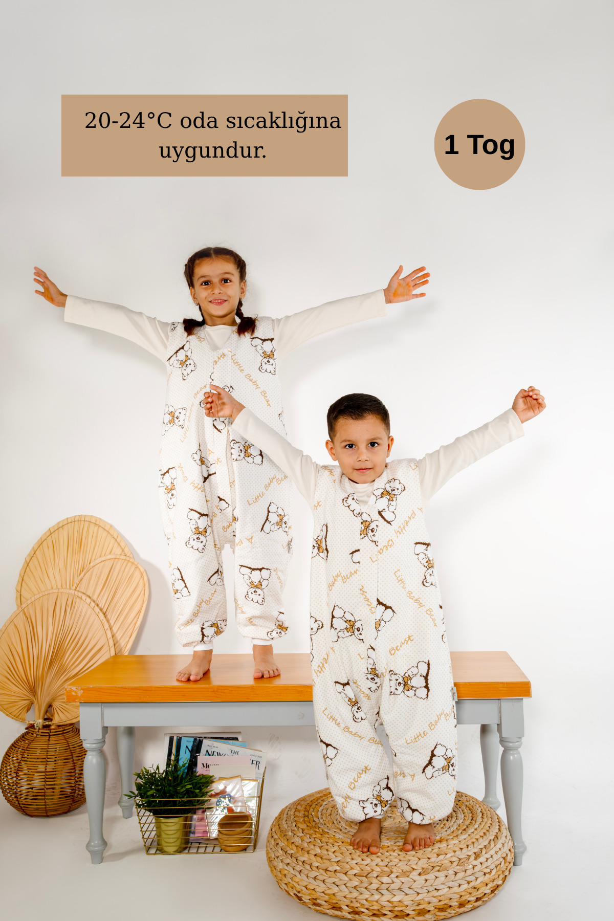 Las Vivas Kids Kışlık Pamuklu Pazen Uyku Tulumu , 1 Tog Organik Çocuk Ve Bebek Uyku Tulumu, Kolsuz Unisex Tulum fotoğrafı 2 (önizleme)