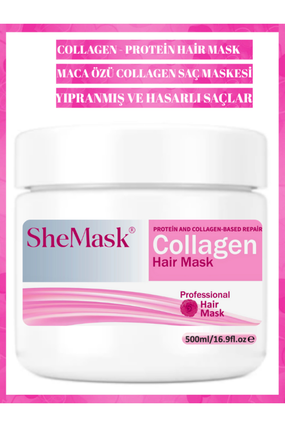 SheMask Saç Maskesi Collagen Protein Ve Shea Yağı Özlü Bitkisel Besleyici Ve Onarıcı Doğal Saç Bakım Maskesi