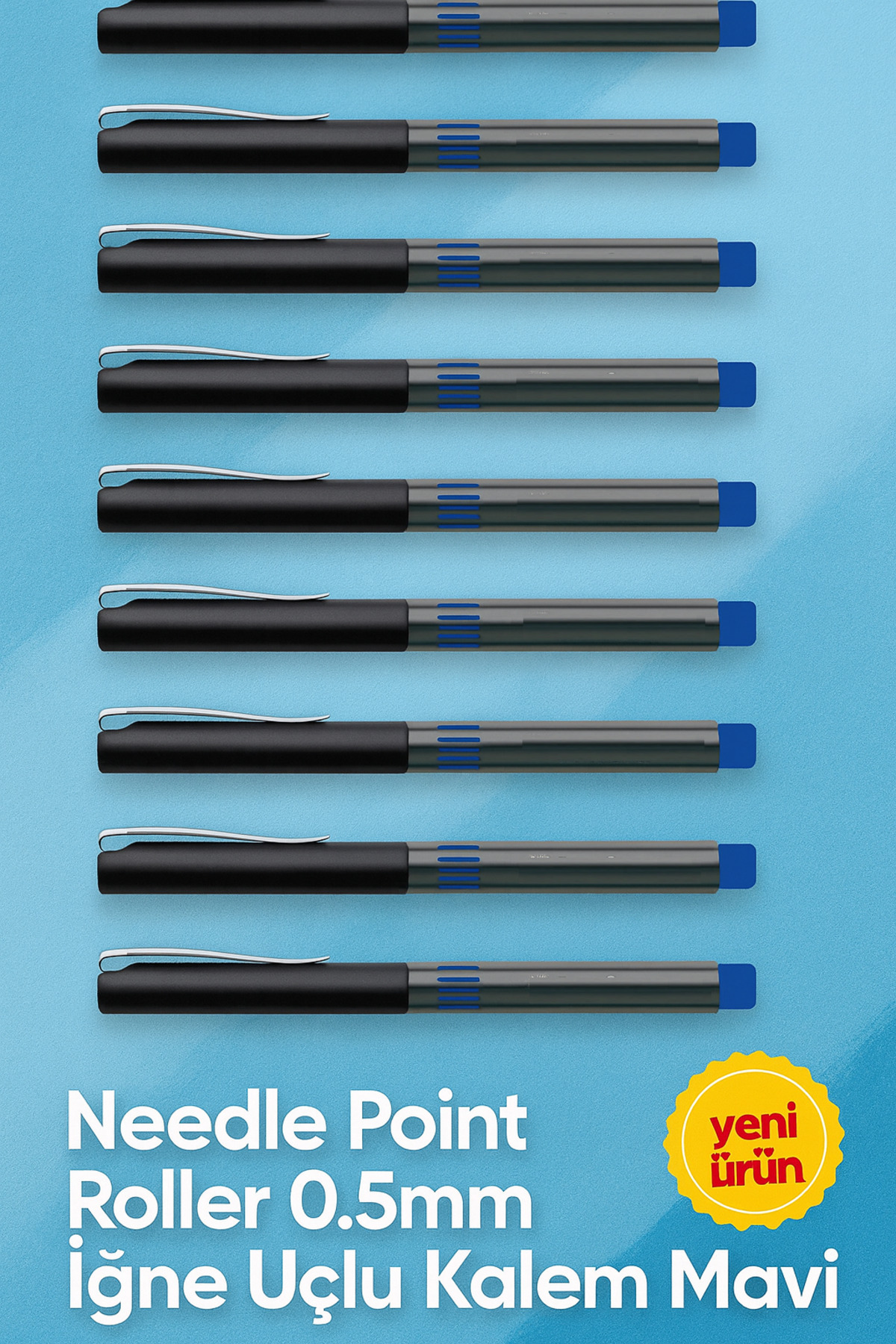 KarmaOfis İğne Uçlu Roller Kalem 0.5 mm Mavi 9'lu Ekonomik Paket