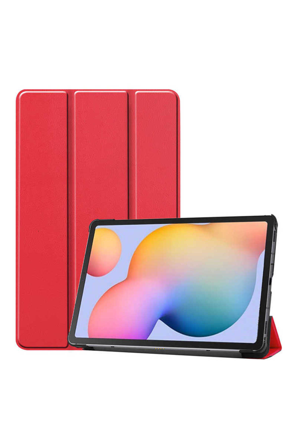 Galaxy Tab S7 T870 Uyumlu MYST Smart Cover Standlı 1-1 Kılıf-Kırmızı
