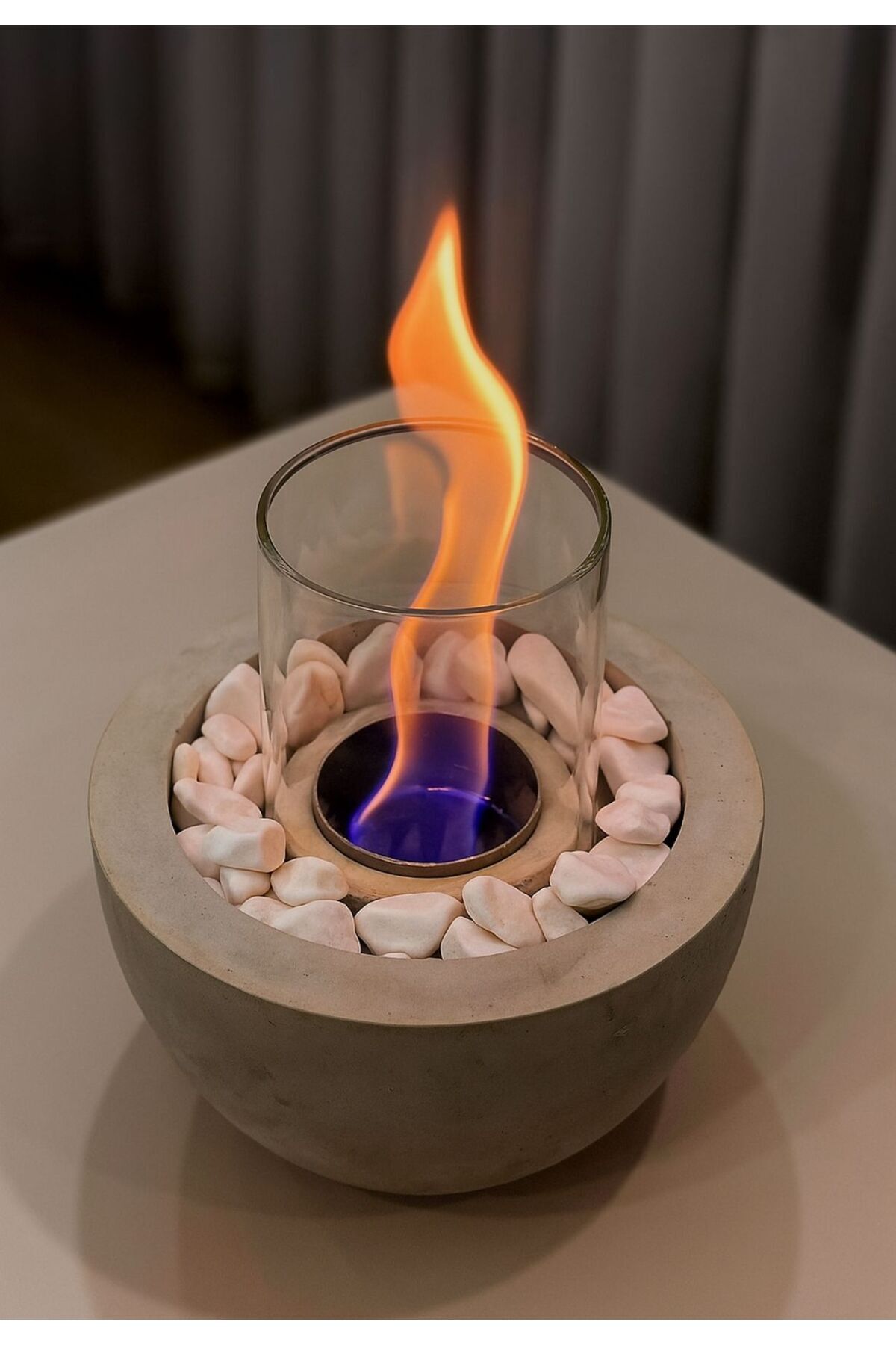 Edlab Masaüstü Beton Şömine Sertifikalı 250 ml yakıt ve Dekoratif Taş Hediyeli