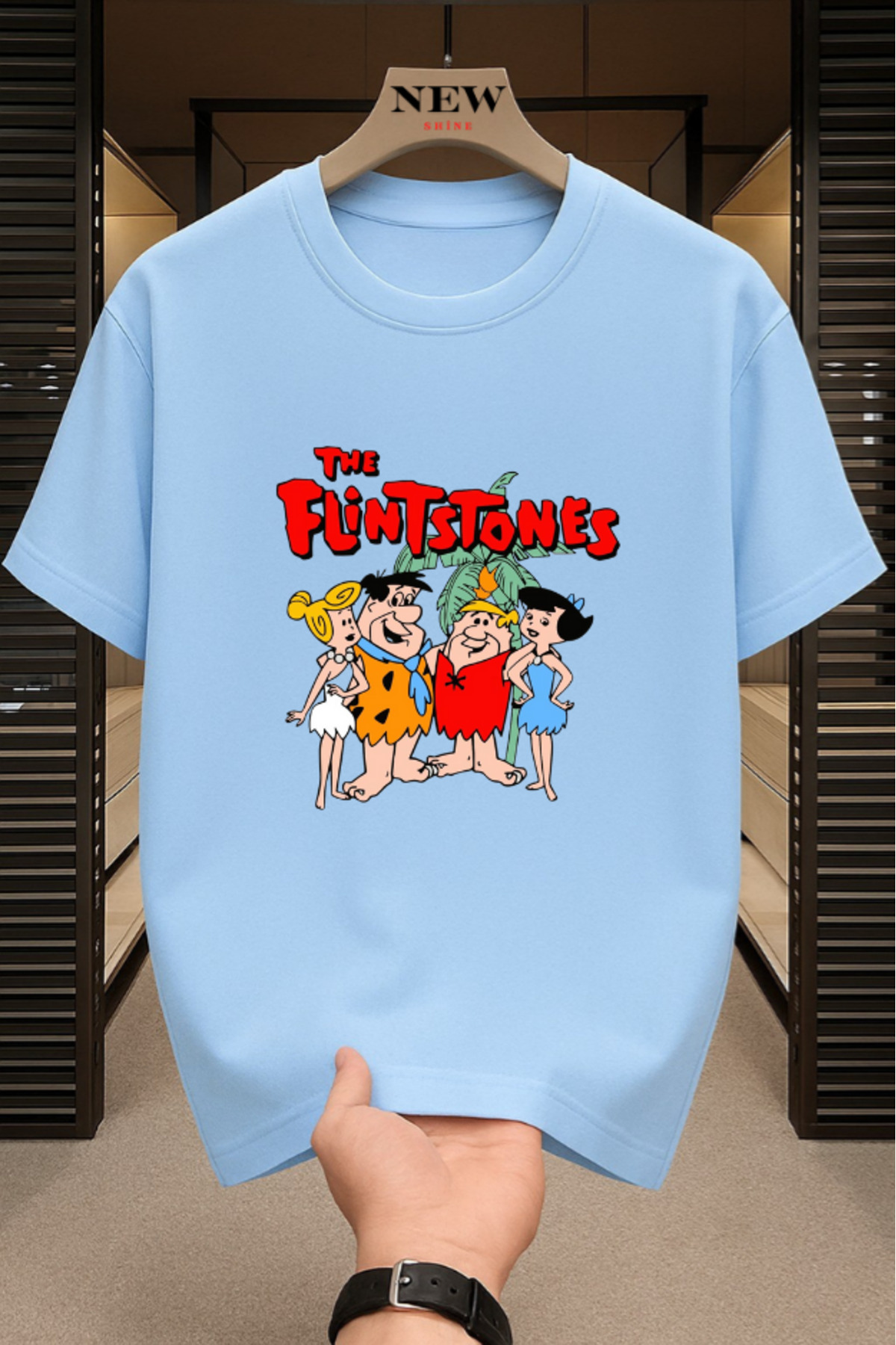 フリンストーンズ NEWSHİNE The Flintstones Baskılı Unisex Oversize T-shirt - Fiyatı