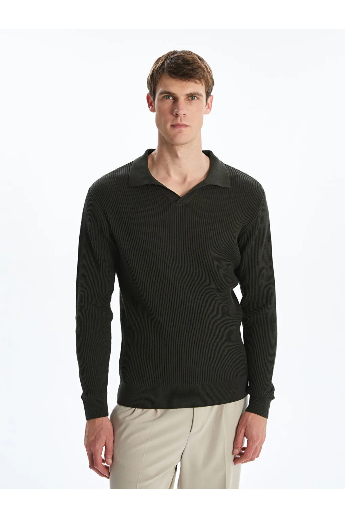 ال سی وایکیکی ژاکت بافتنی مردانه یقه پولو