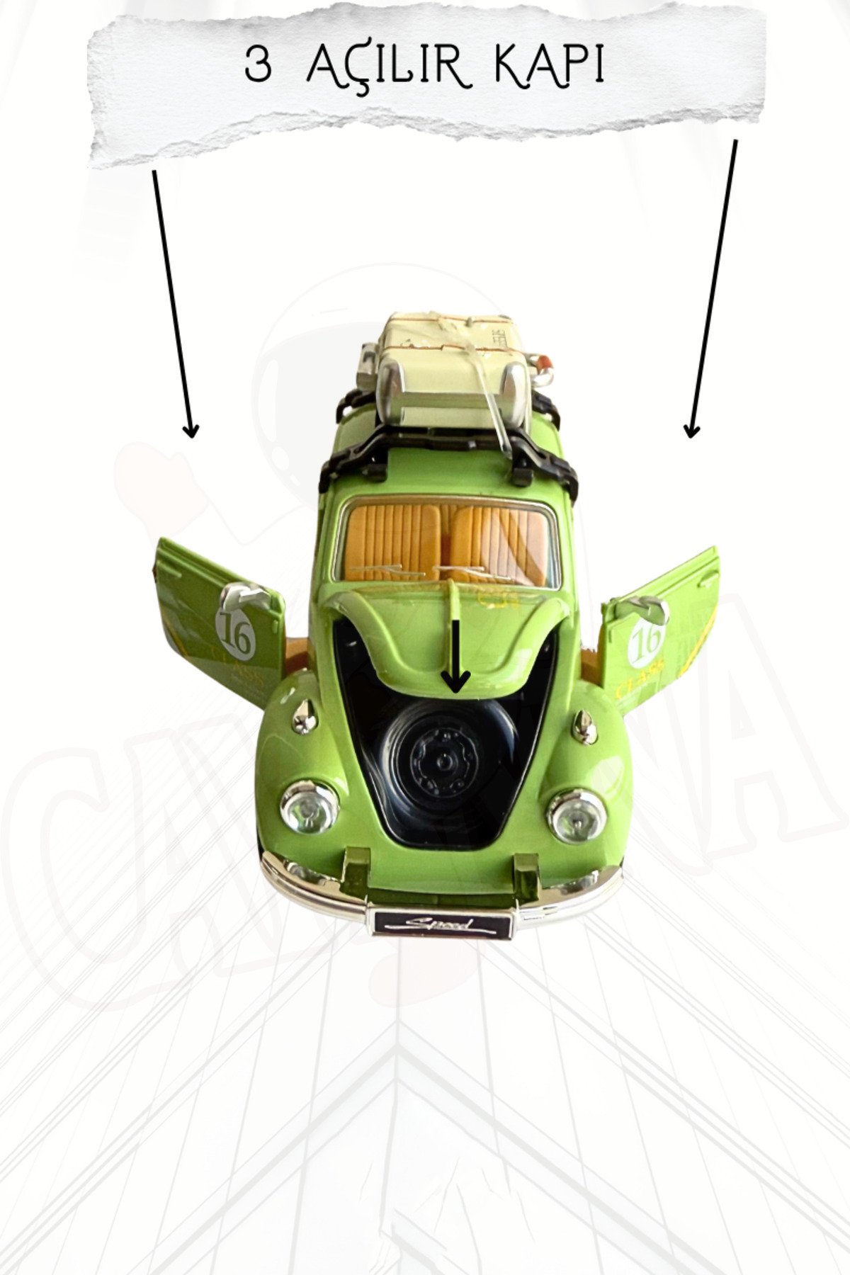 cayenna Metal Vosvos Işıklı Müzikli Kapıları Açılır Aksesuarlı Model Araba fotoğrafı 3 (önizleme)