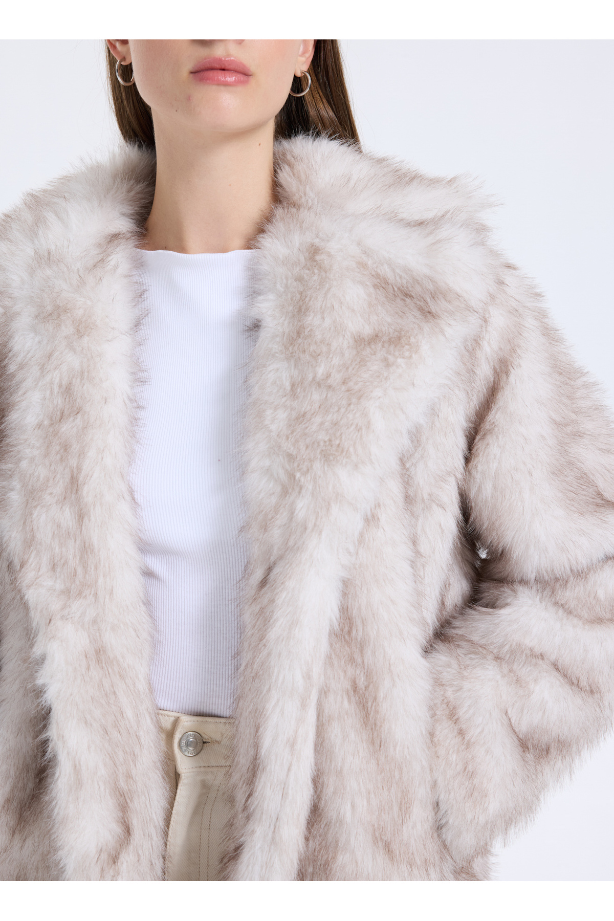 ONLY  Krem Kadın Kaban ONLDAWN LIFE FAUX FUR COAT CC OTW - Görsel 4