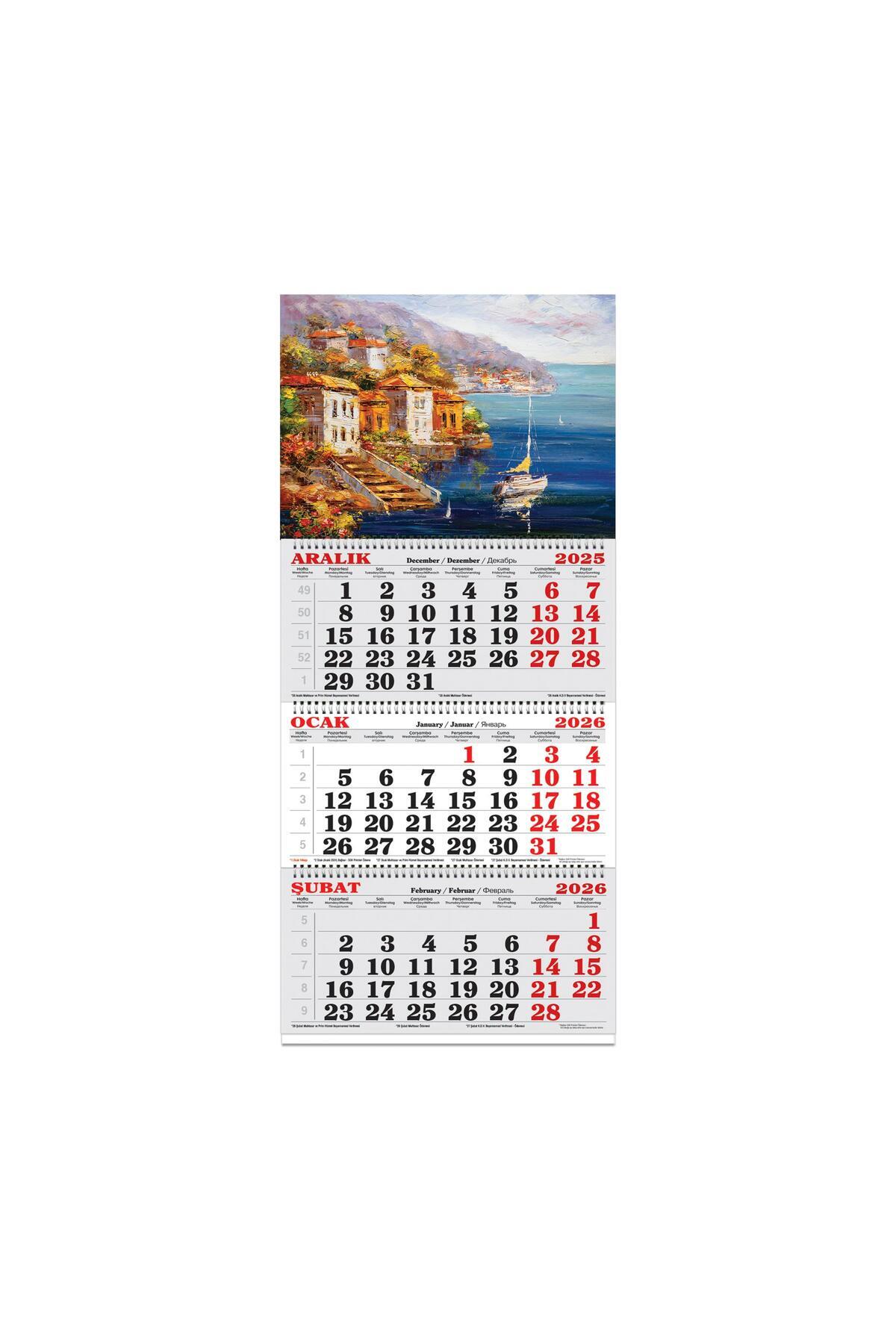 KESKİN COLOR Keskin 2026-3 Aylık Spiralli Jumbo Denizci Takvim-Yelkenli