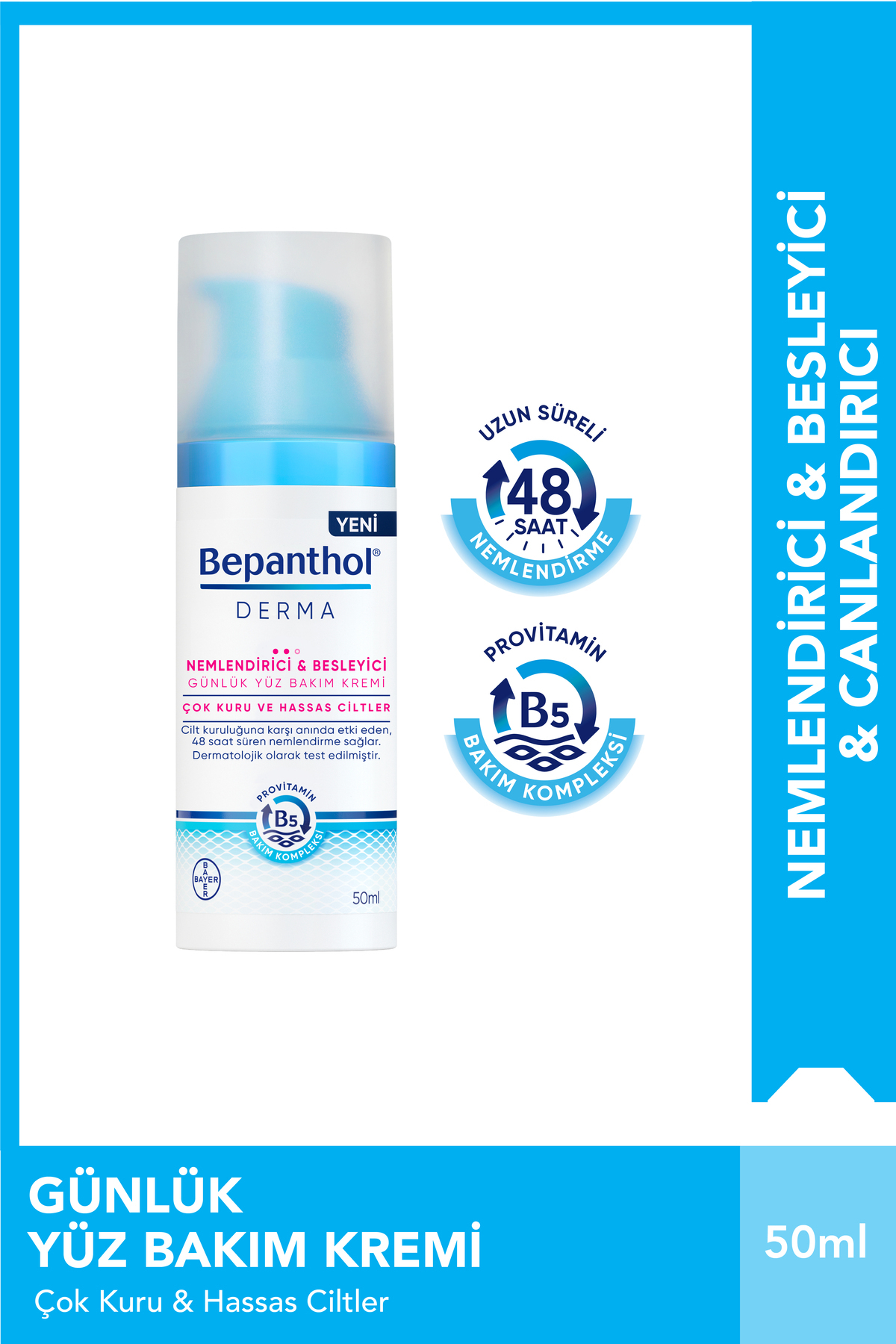 Bepanthol Derma Nemlendirici Besleyici Yüz Bakım Kremi 50 ml