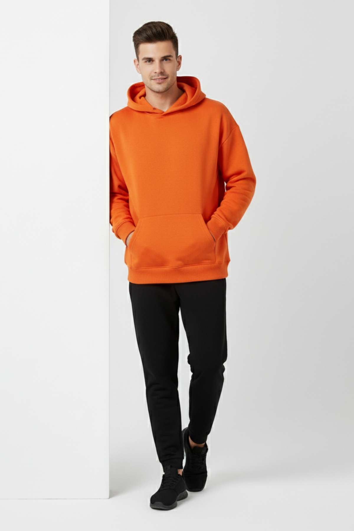 KOZİA OUTDOORS Baskısz Unisex Oversize Kapüşonlu Sweatshirt Rahat Kalıp Hoodie görsel 3
