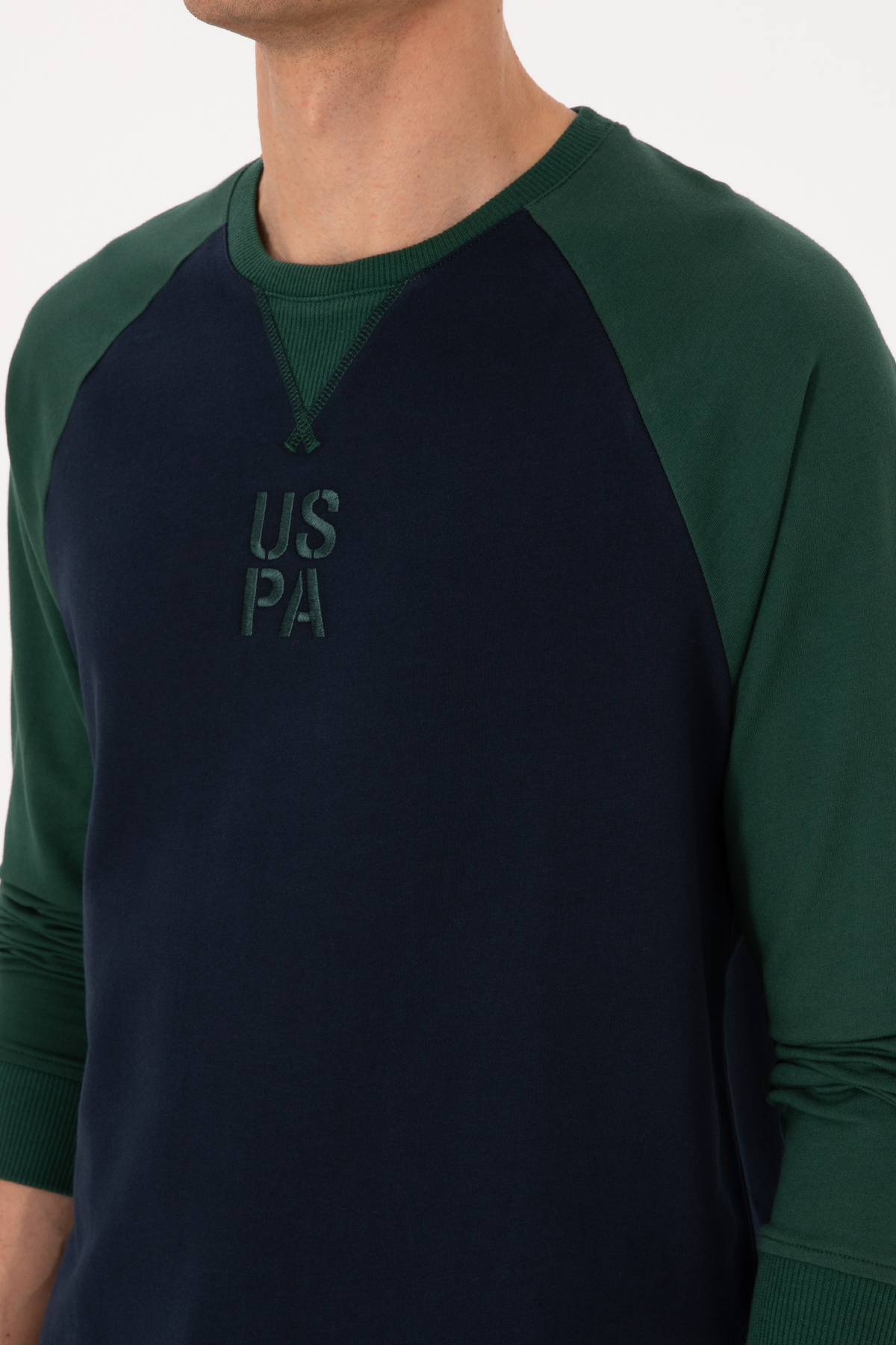 Erkek Bisiklet Yaka Regular Fit Koyu Yeşil İnce Sweatshirt 50315420-VR079 — سبز — تصویر 7 از 7