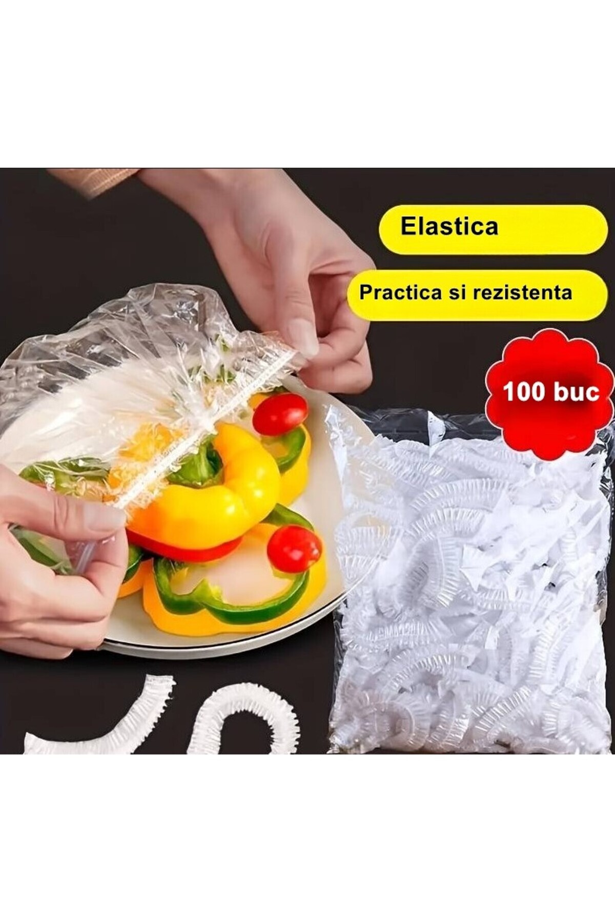 Flippy Σετ 100 Ελαστικών Μεμβρανών Προστασίας, Τροφίμων και Μπολ, Πλαστικά, Φρεσκάδας, Διάμετρος 12–40 cm
