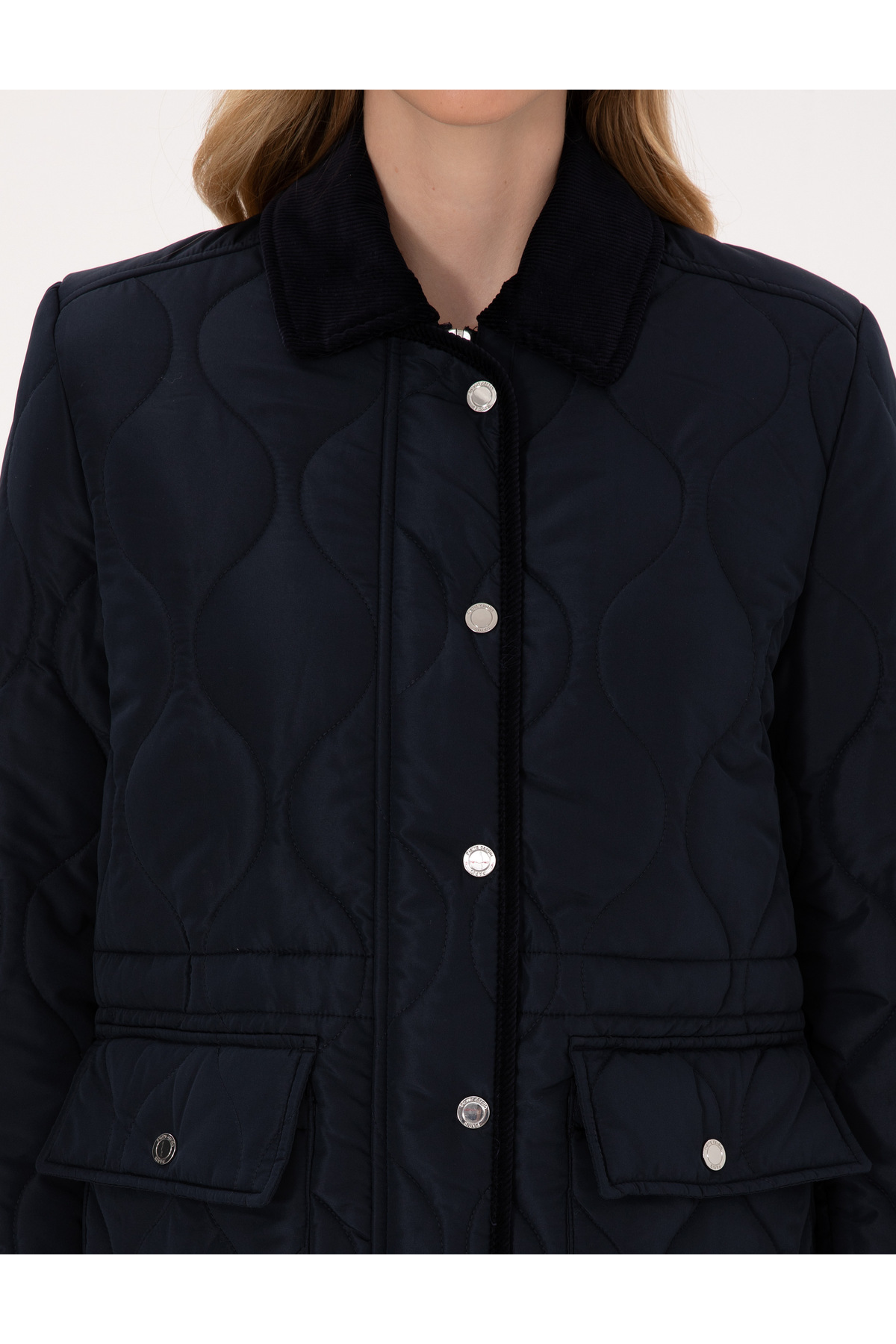 Pierre Cardin Lacivert Kadife Yakalı Kapitone Comfort Fit Mont 50314035-VR033 görsel 7
