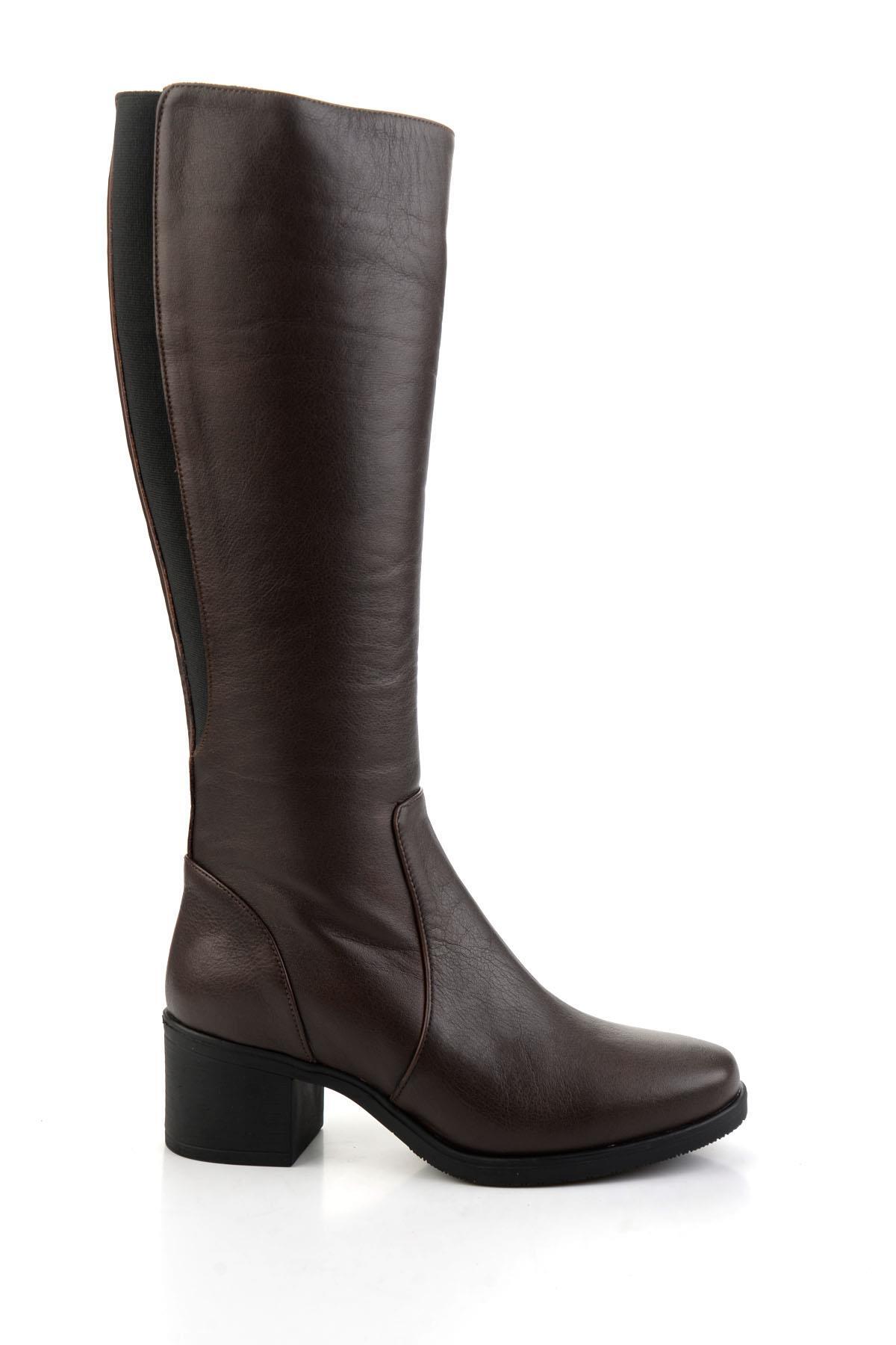 Bambi  Kahve Hakiki Deri Kadın Çizme K03586333303