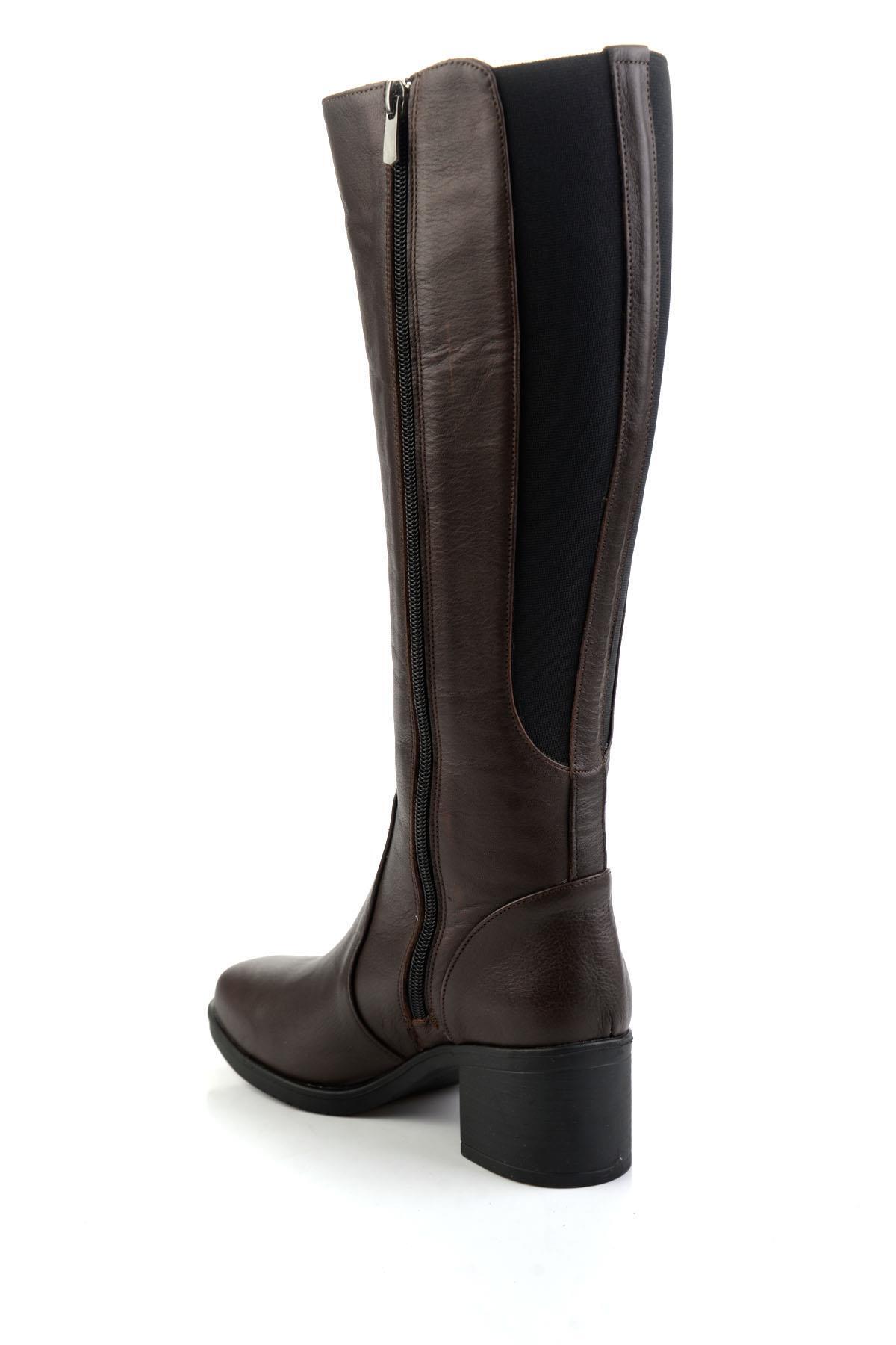 Bambi  Kahve Hakiki Deri Kadın Çizme K03586333303 - Görsel 3