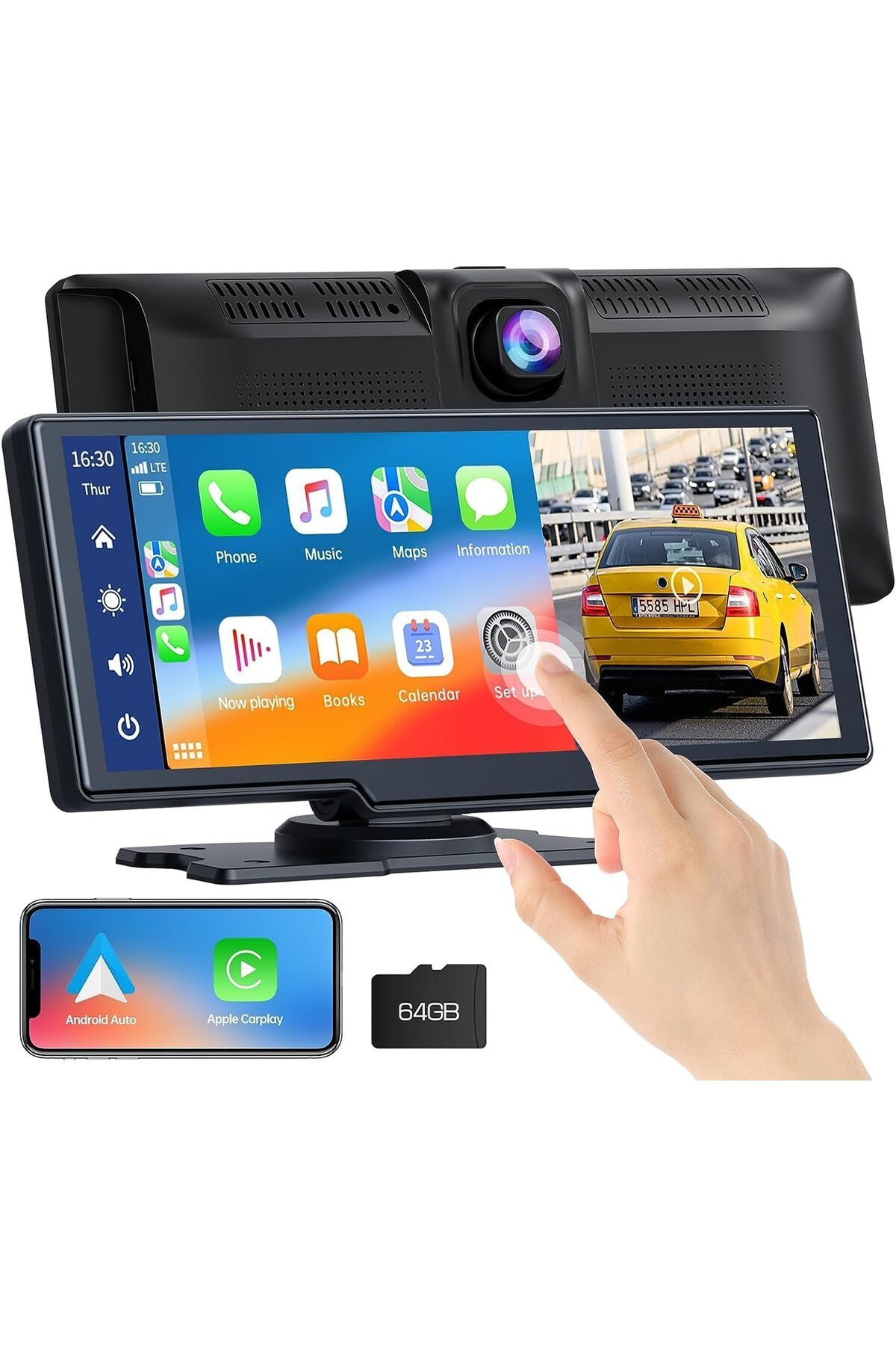 STOREMAX Kablosuz ve Auto, 2K Ön Dashcam'li Araba, Bluetooth 5.0/S/FM/AUX/Mirror Link/64G TF Card ile Ta