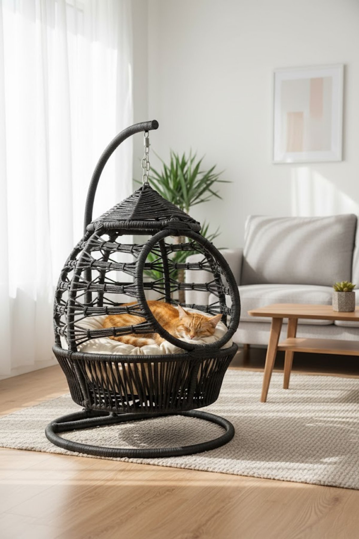 Reyo Pet Kristal Taşlı Lüx Kedi Salıncağı Siyah