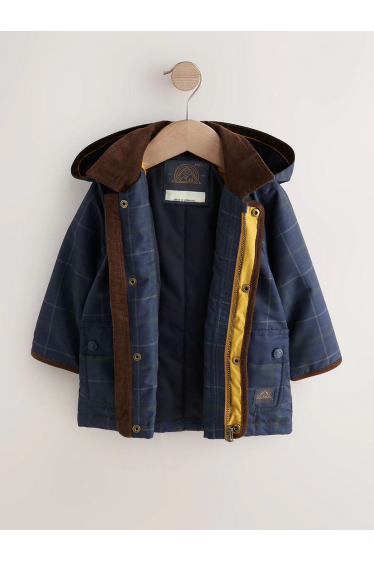 Next Baby Lacivert, Kapşonlu Ekoseli , Suya Dayanıklı Mevsimlik Mont fotoğrafı 2 (önizleme)