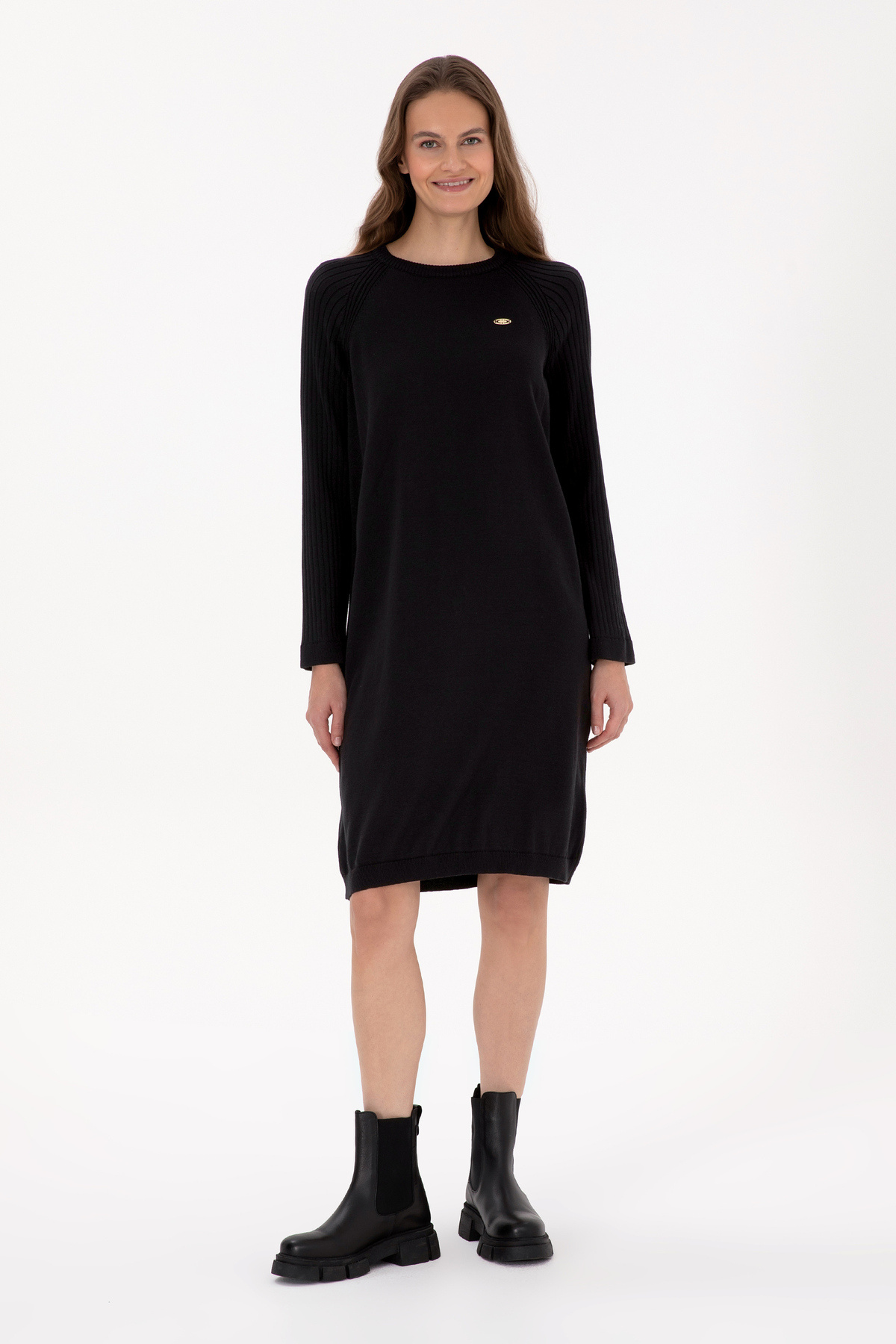 U.S. Polo Assn. Kadın Siyah Triko Elbise 50314732-VR046