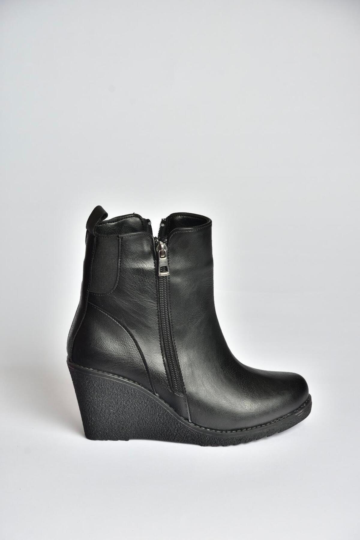 Fox Shoes V361196809 Siyah Dolgu Topuklu Kadın Bot görsel 5