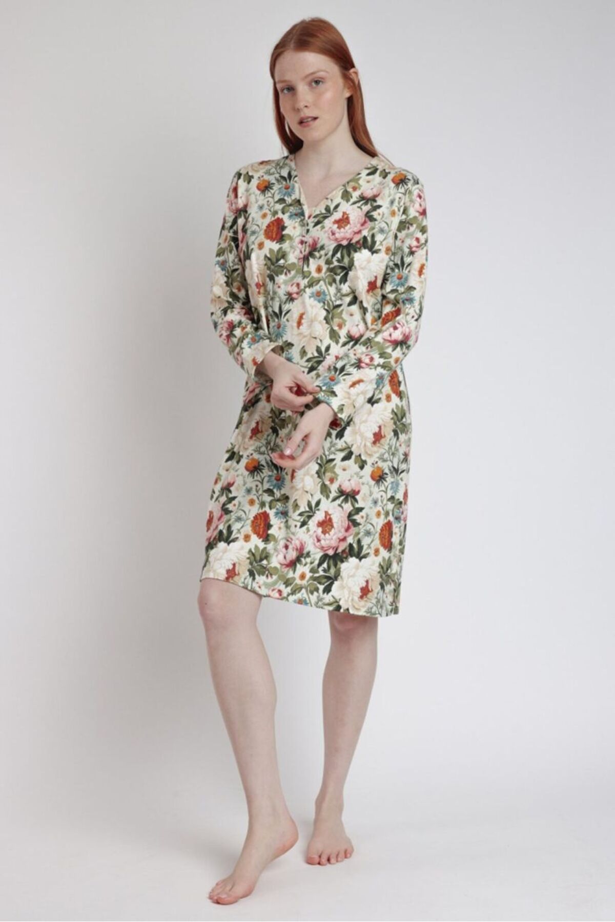 AYYILDIZ 61414 Yeşil Çiçek Desenli Gecelik