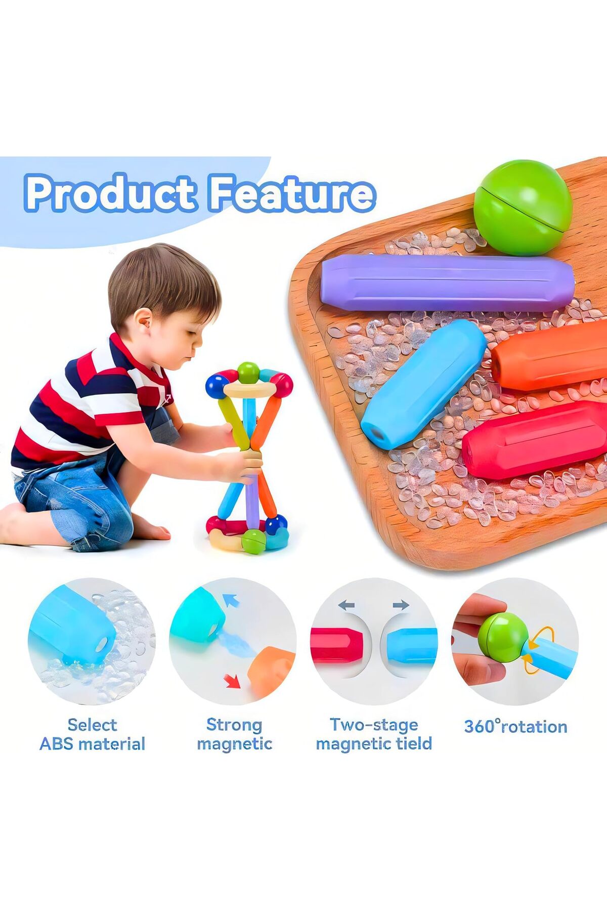 بلوک‌های مغناطیسی ساختنی برای اسباب‌بازی بچه‌ها | اسباب‌بازی مغناطیسی برای دختران | اسباب‌بازی مغناطیسی برای پسران بالای ۳ سال (۴۲ عددی)