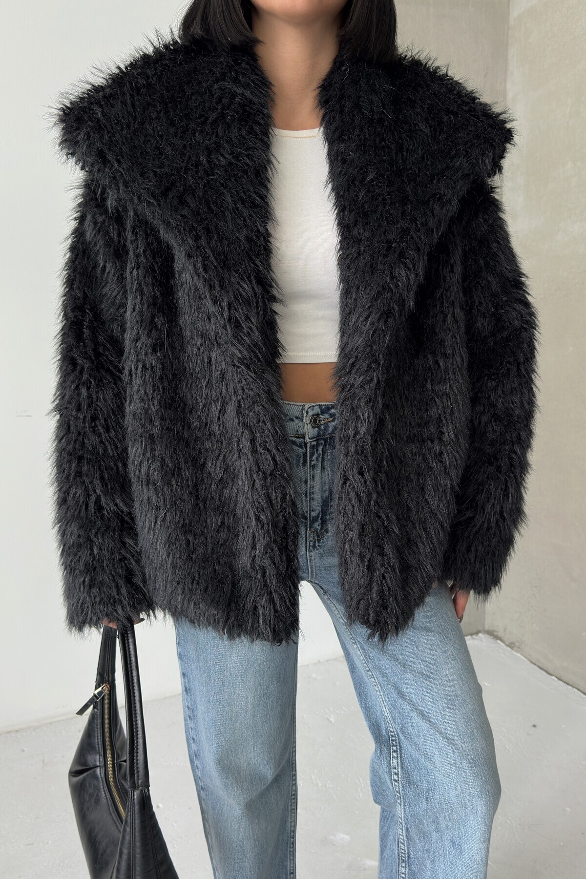 ALFUDO Moda Collection  Yumuşak Dokulu Kürklü Mont - Görsel 7