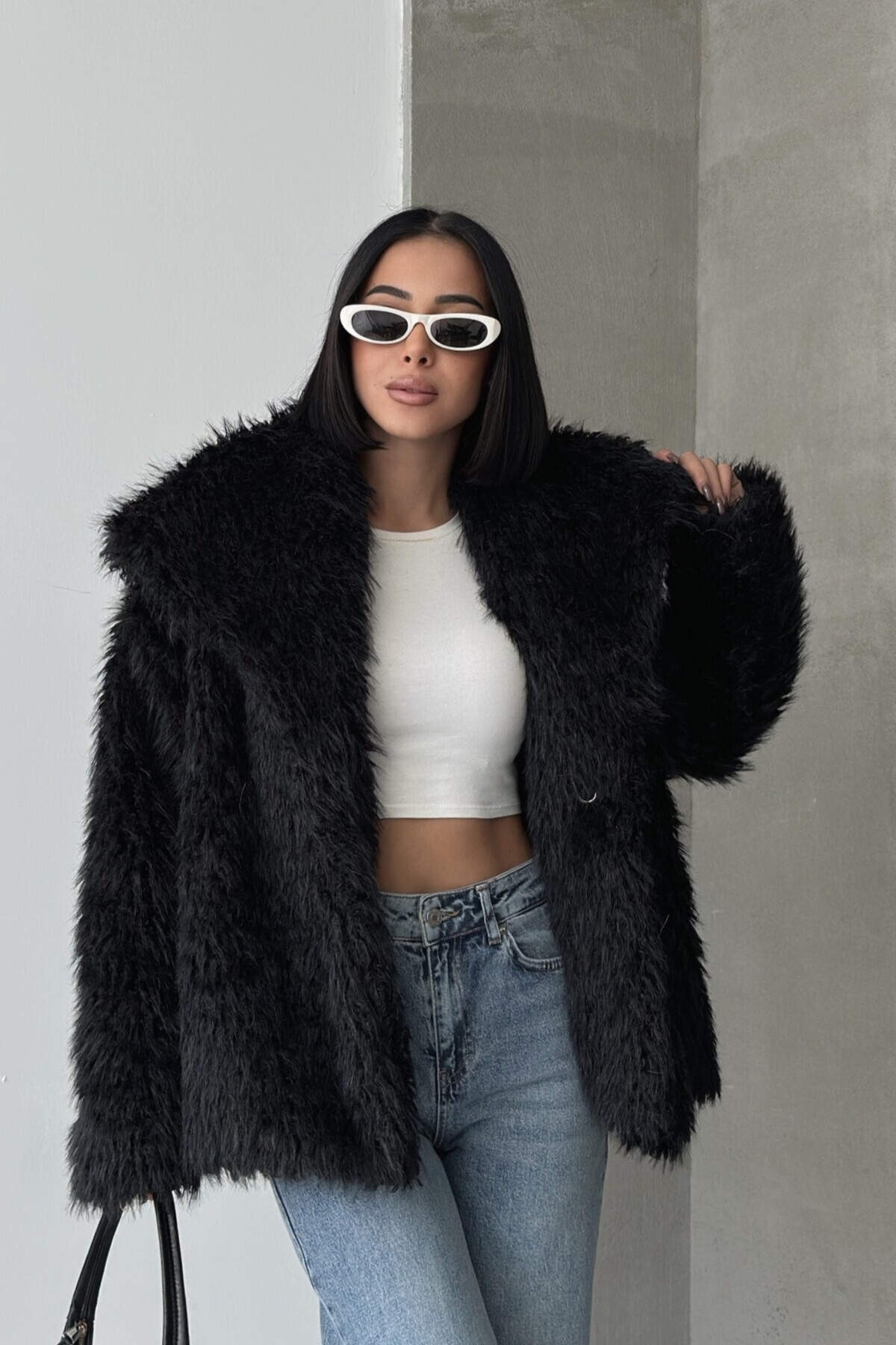 ALFUDO Moda Collection  Yumuşak Dokulu Kürklü Mont - Görsel 2