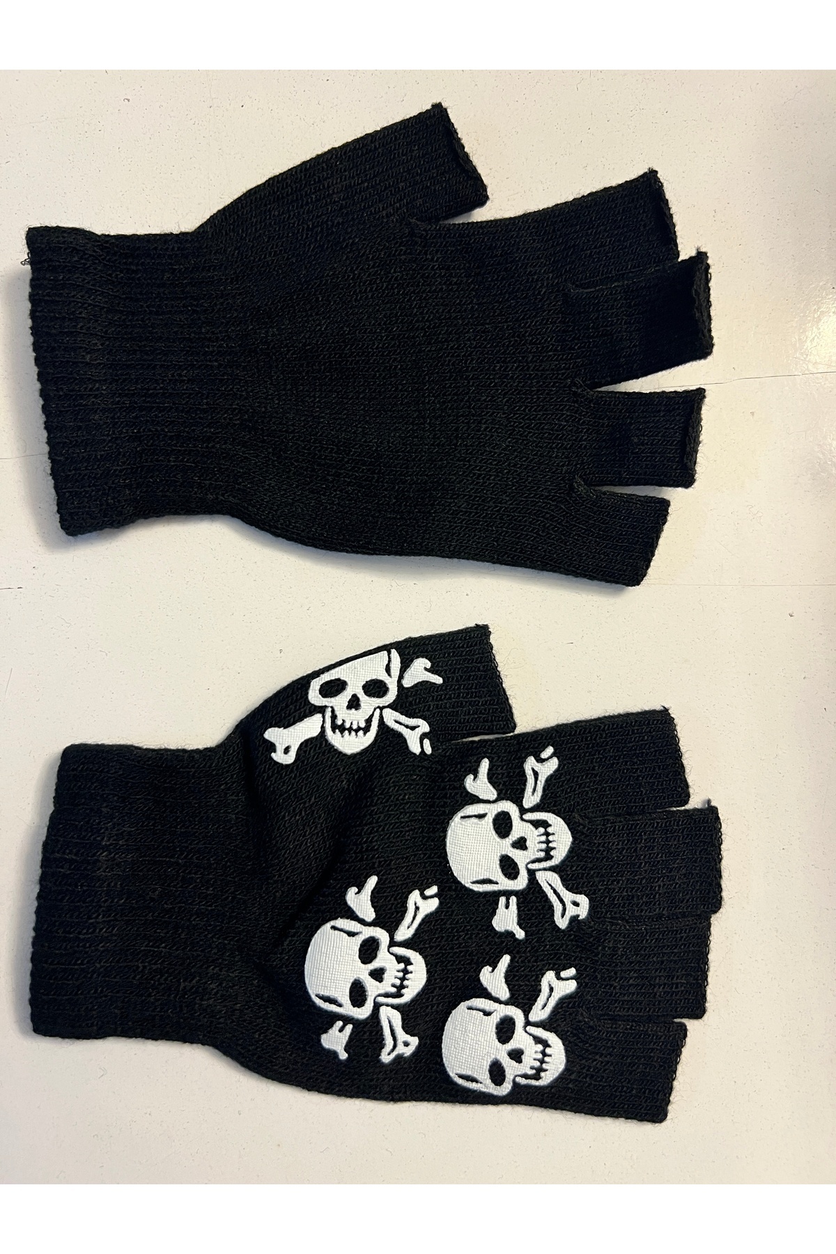 Airbrush Tattoo İskelet Kuru Kafa Parmaksız Kesik Yarım Parmak Eldiven Model2 görsel 2