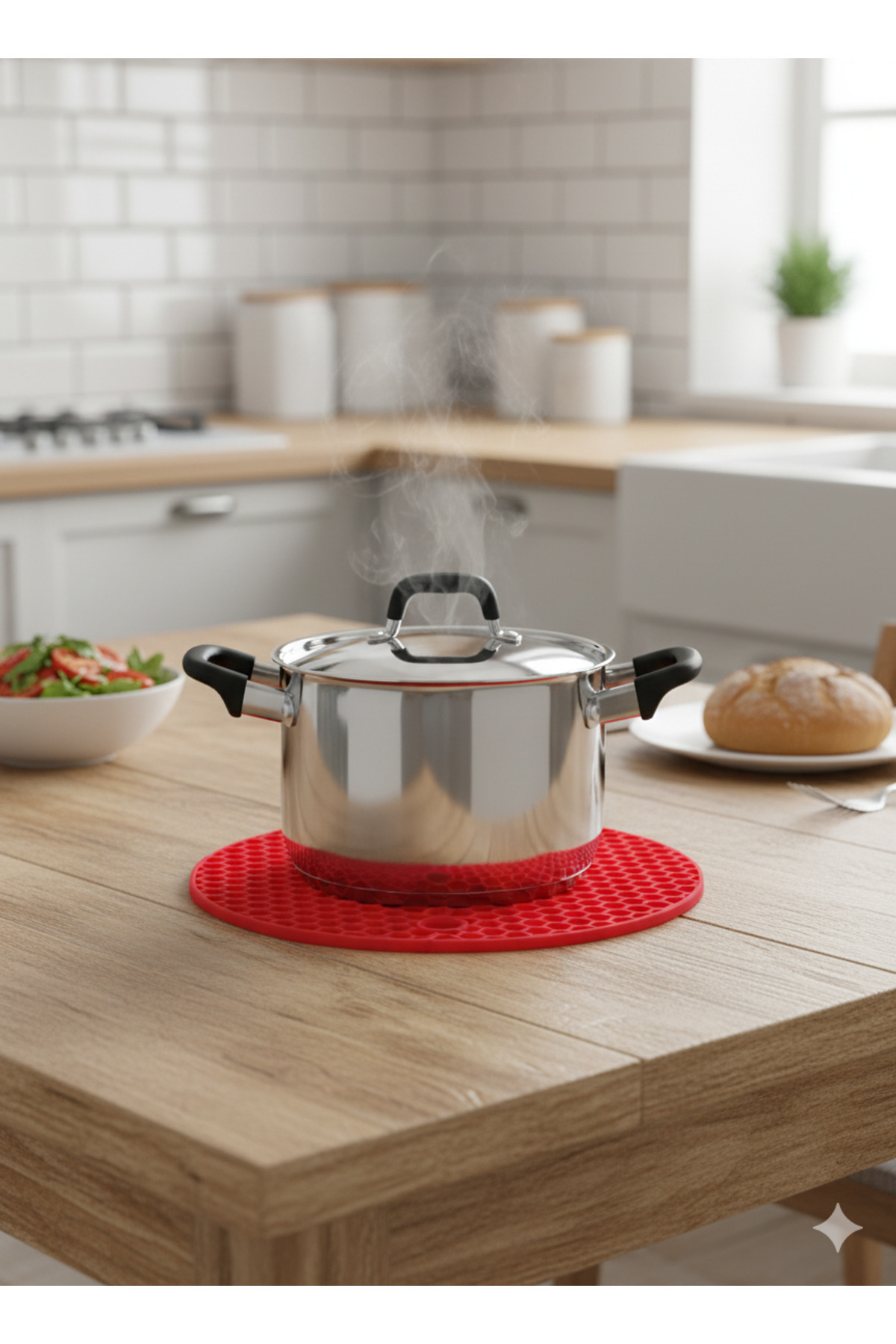 EUROLUXE Çok Amaçlı Yuvarlak Silikon Nihale Servis Altlığı Tencere Tutacağı | Isıya Dayanıklı ve Kaydırmaz