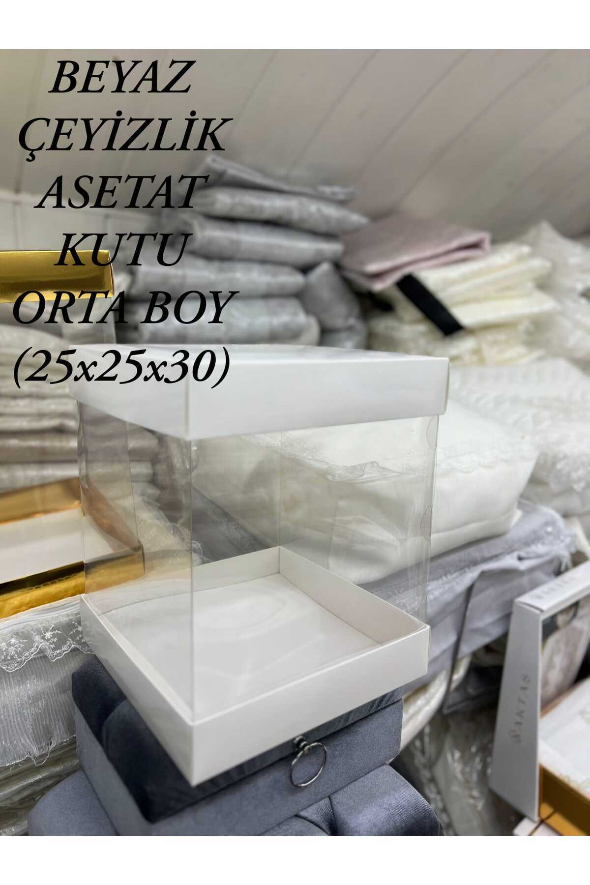 Üstünel Tekstil ÇEYİZLİK BOHÇALIK ASETAT KUTU ORTA BOY .ÇİFT KAPAKLI ASETAT KUTU (1 ADET )