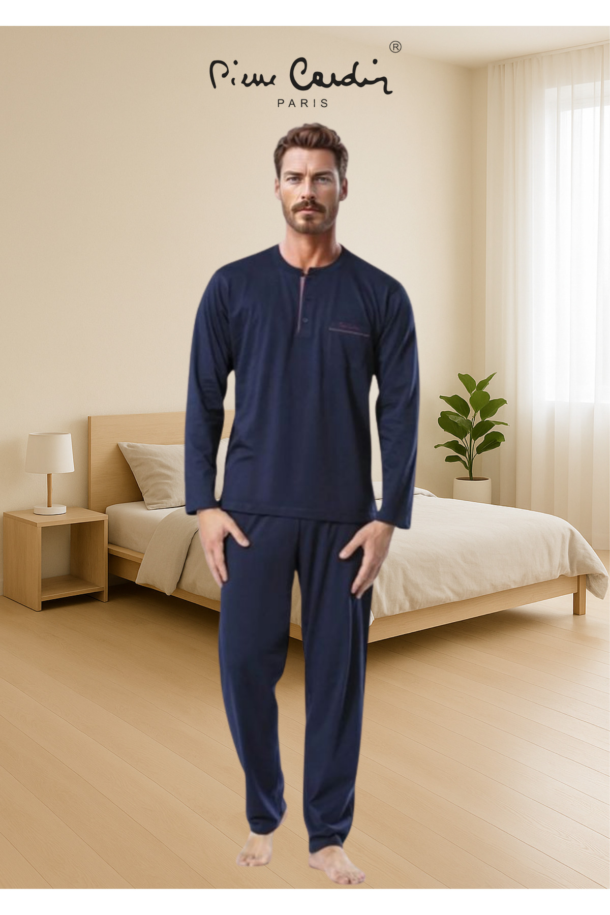 ست پیژامه مردانه راسته فاق نرمال آستین بلند | پیر کاردین Pierre Cardin TC.PC.54.54.1904 - تصویر 3