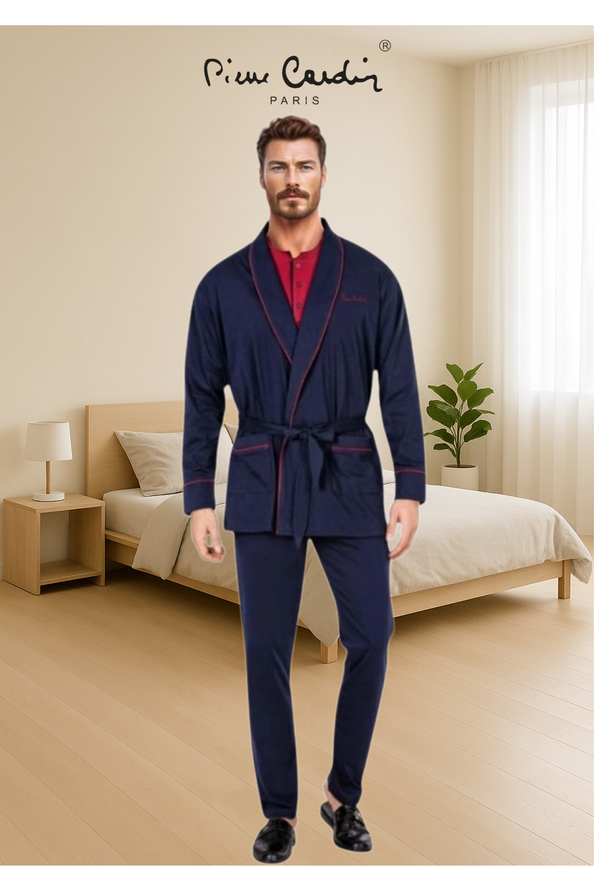 ست پیژامه مردانه راسته فاق نرمال آستین بلند | پیر کاردین Pierre Cardin TC.PC.56.05.1904 - تصویر 2