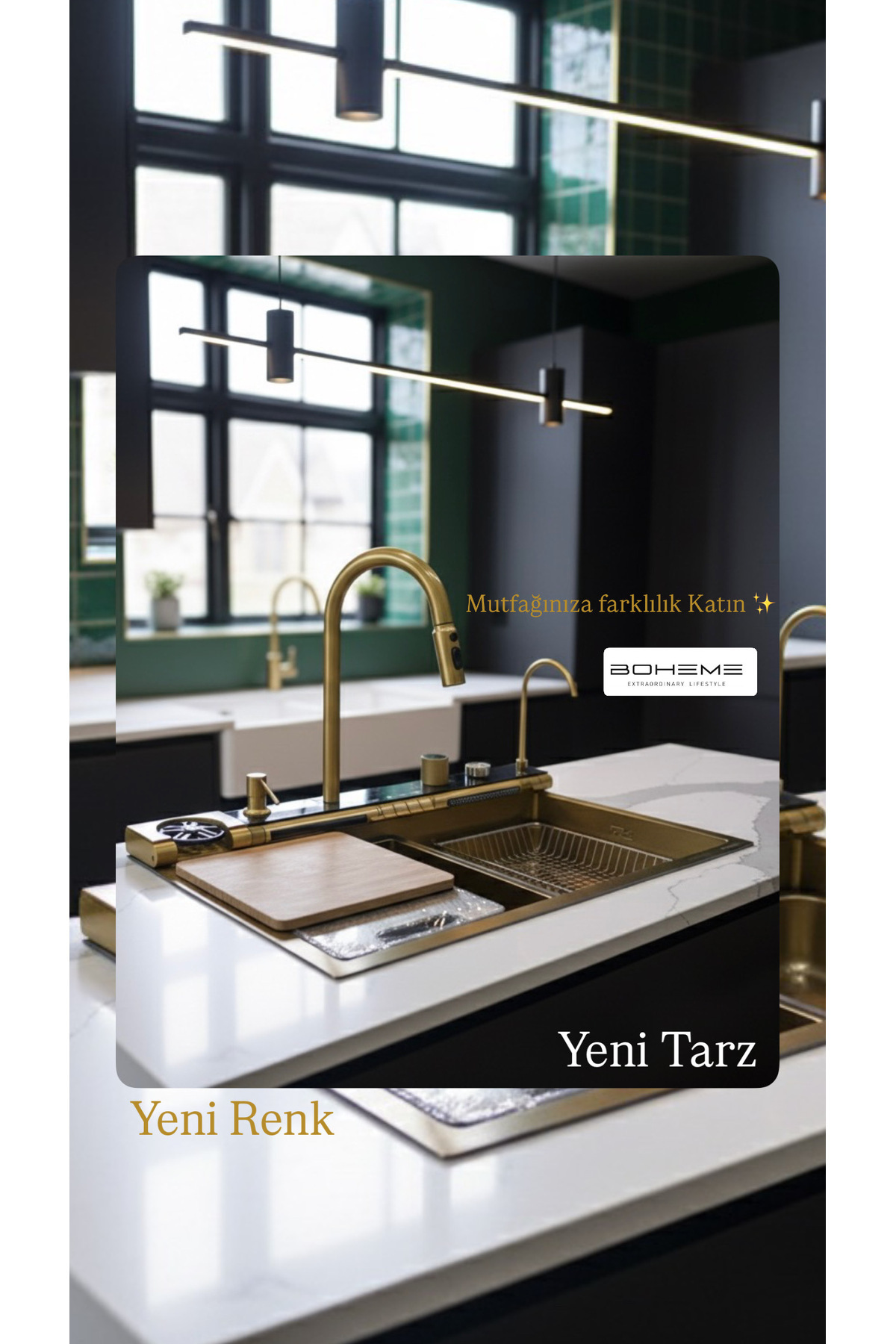 Boheme Teknolojik Eviye Seti Mat Gold FullFonksiyon