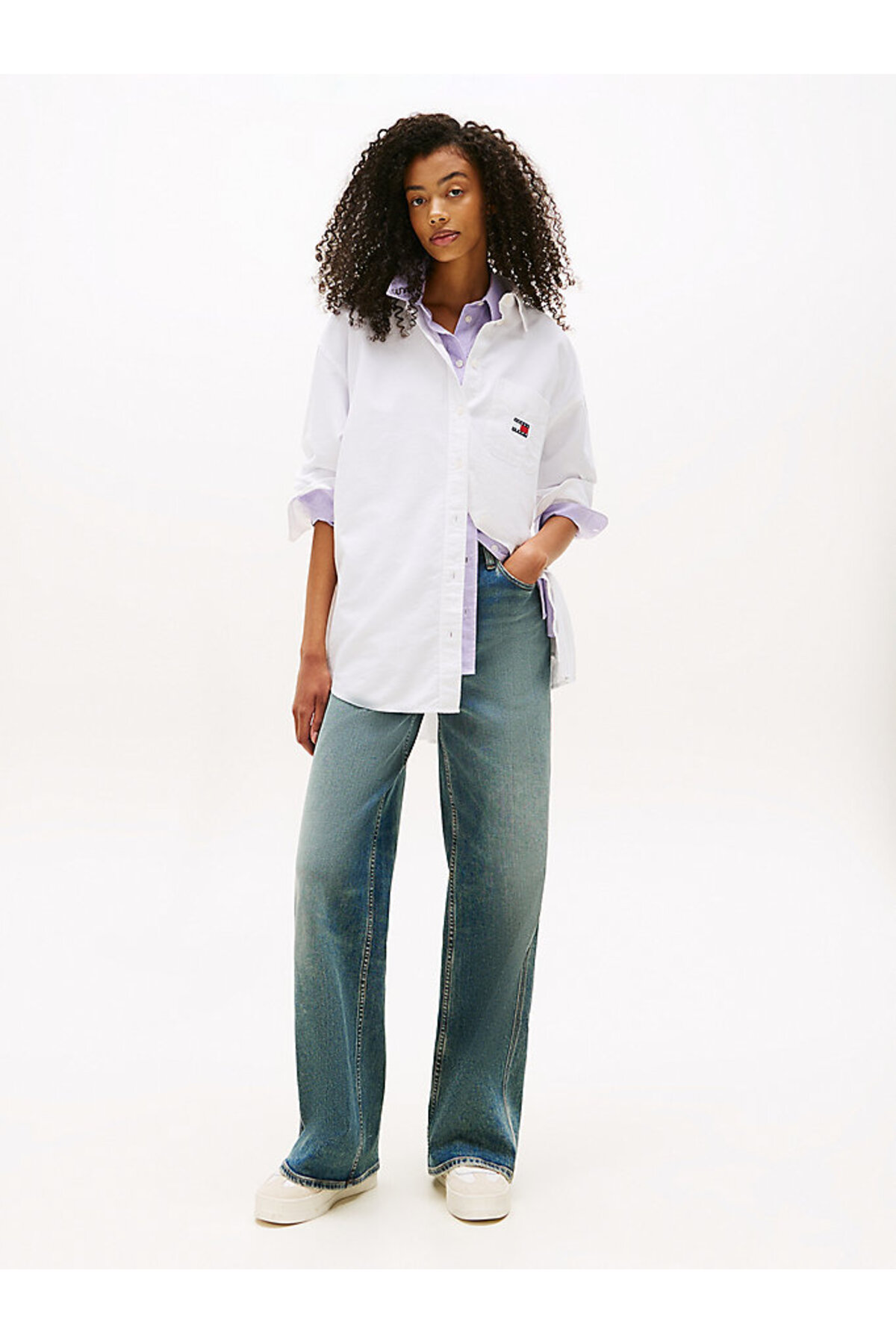 Tommy Hilfiger  Kadın Beyaz L/S Gömlek - Görsel 3