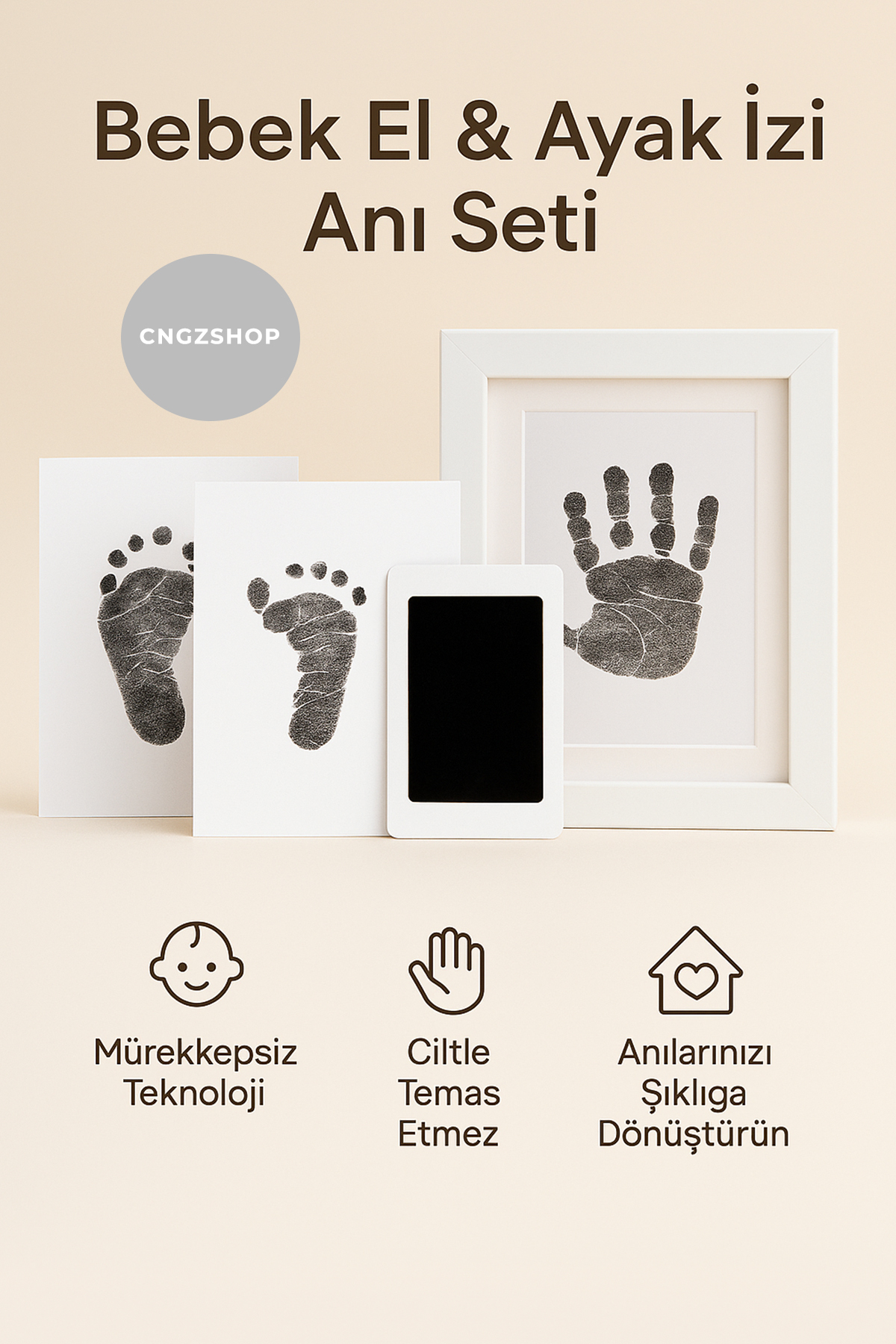 CNGZSHOP Bebek & Evcil Hayvan El ve Ayak Pati İzi Anı Albüm Seti | Mürekkepsiz Bebek Baskı Kiti | Fotoğraf Çe fotoğrafı 5 (önizleme)