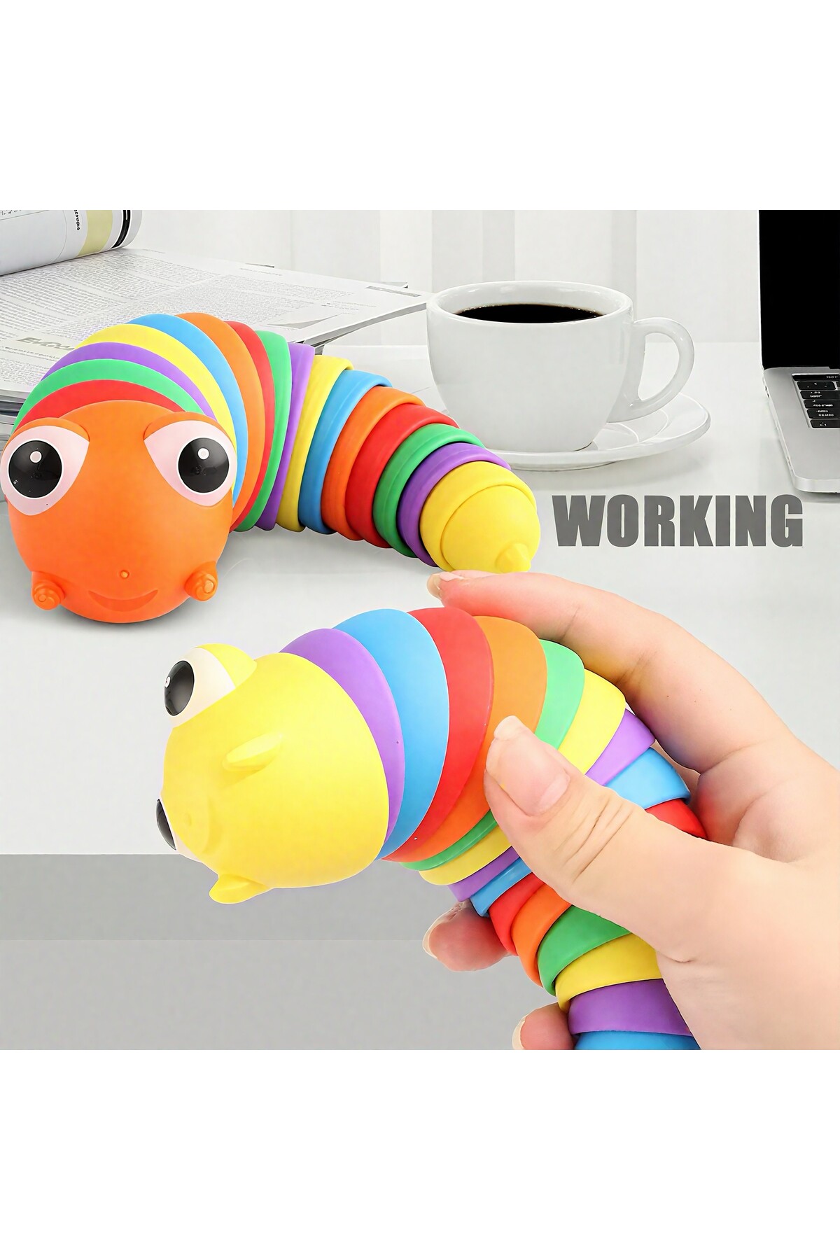Circle Toys Kıvrılabilen Renkli Tırtıl - Stres Giderici ve Motor Gelişimi Destekleyen Eğitici Oyuncak fotoğrafı 2 (önizleme)