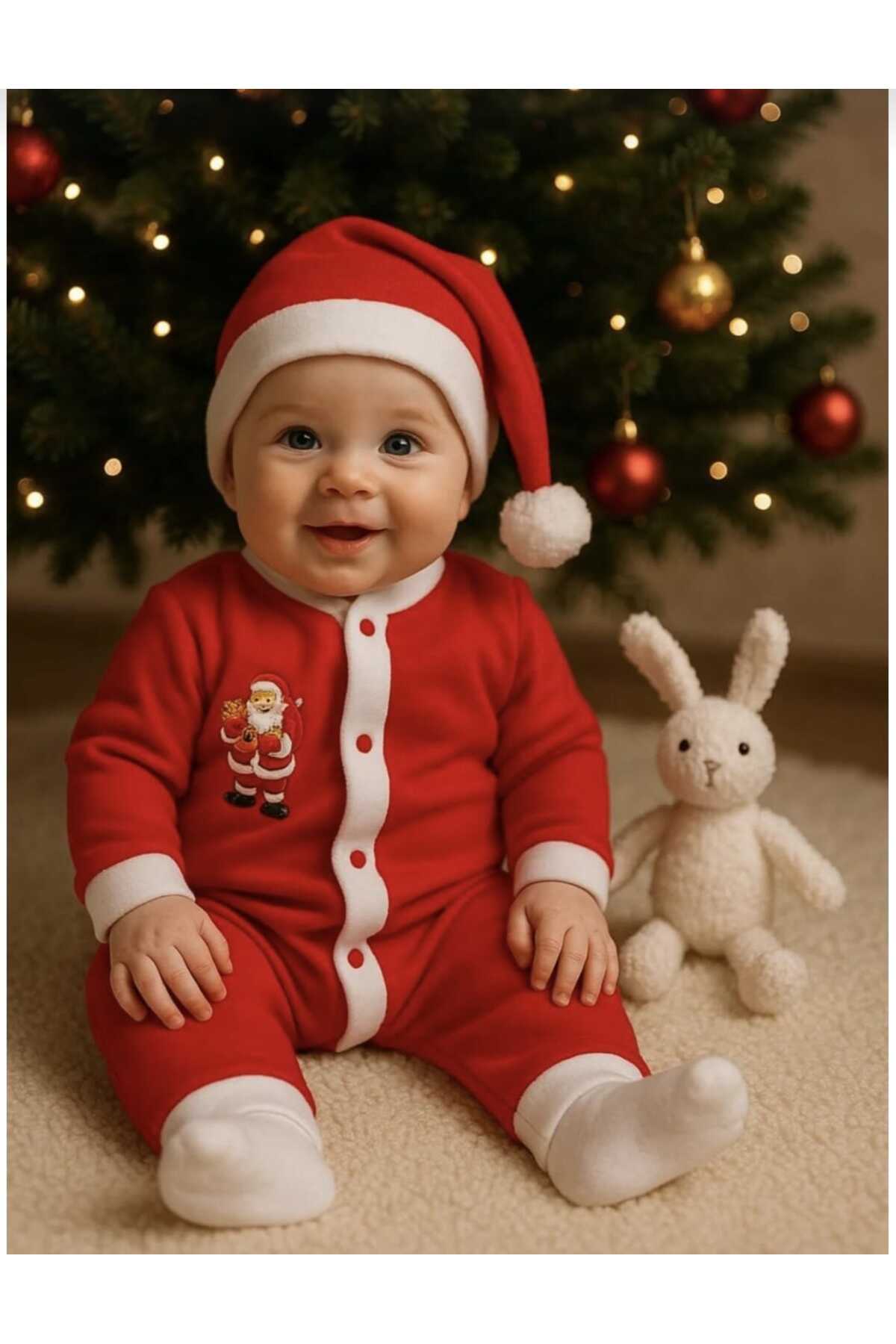 Lider MAGNESİA BEBEK TULUM POLAR NOEL BABA KOSTÜMÜ ŞAPKALI 0-6 AY fotoğrafı 3 (önizleme)