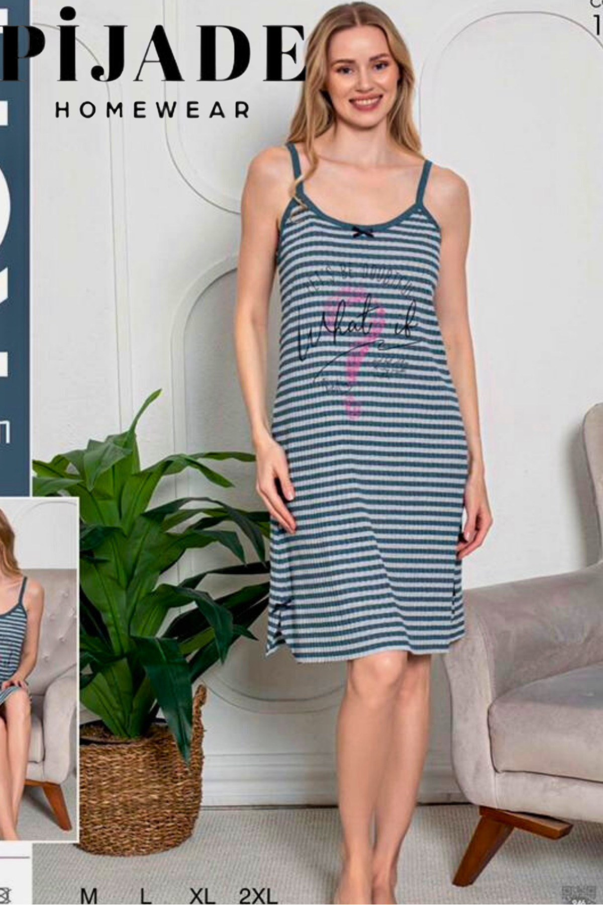 PİJADE HOMEWEAR Çizgili Jile Elbise