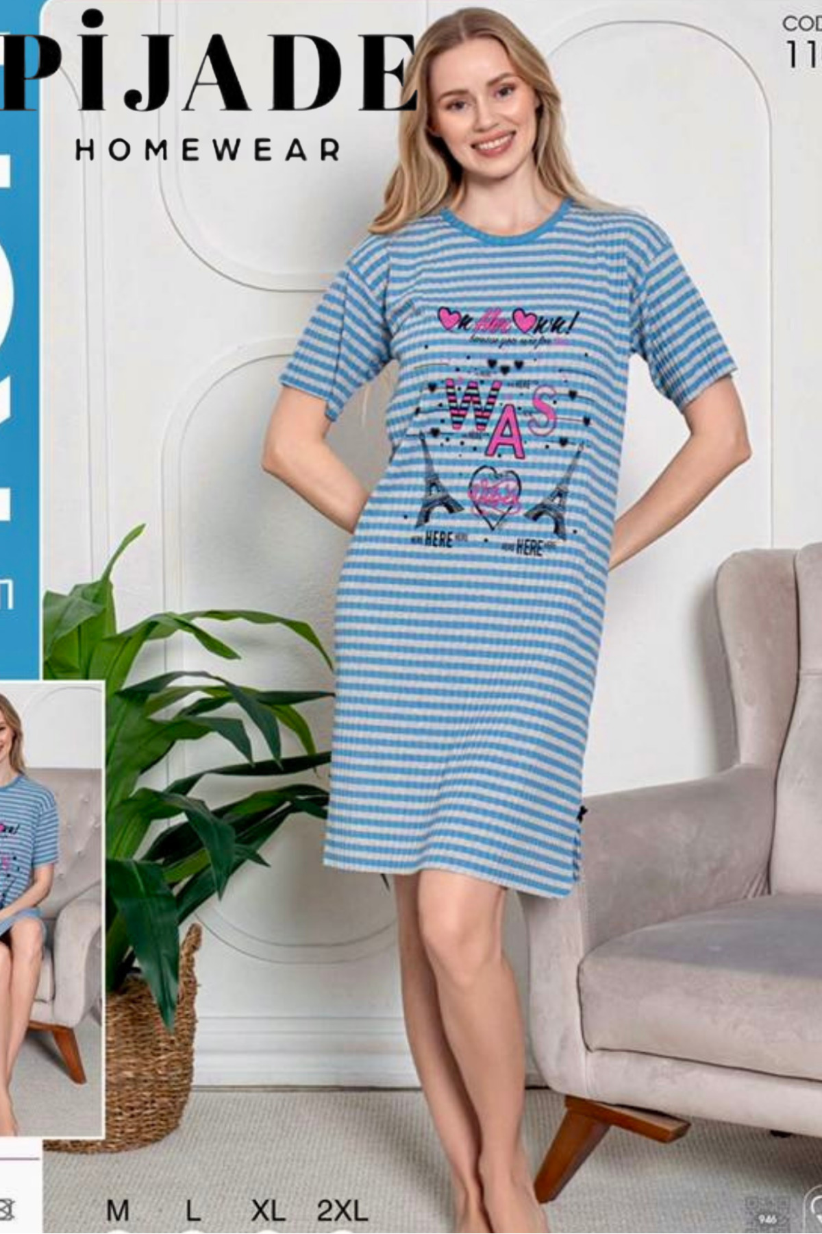 PİJADE HOMEWEAR Çizgili Jile Elbise