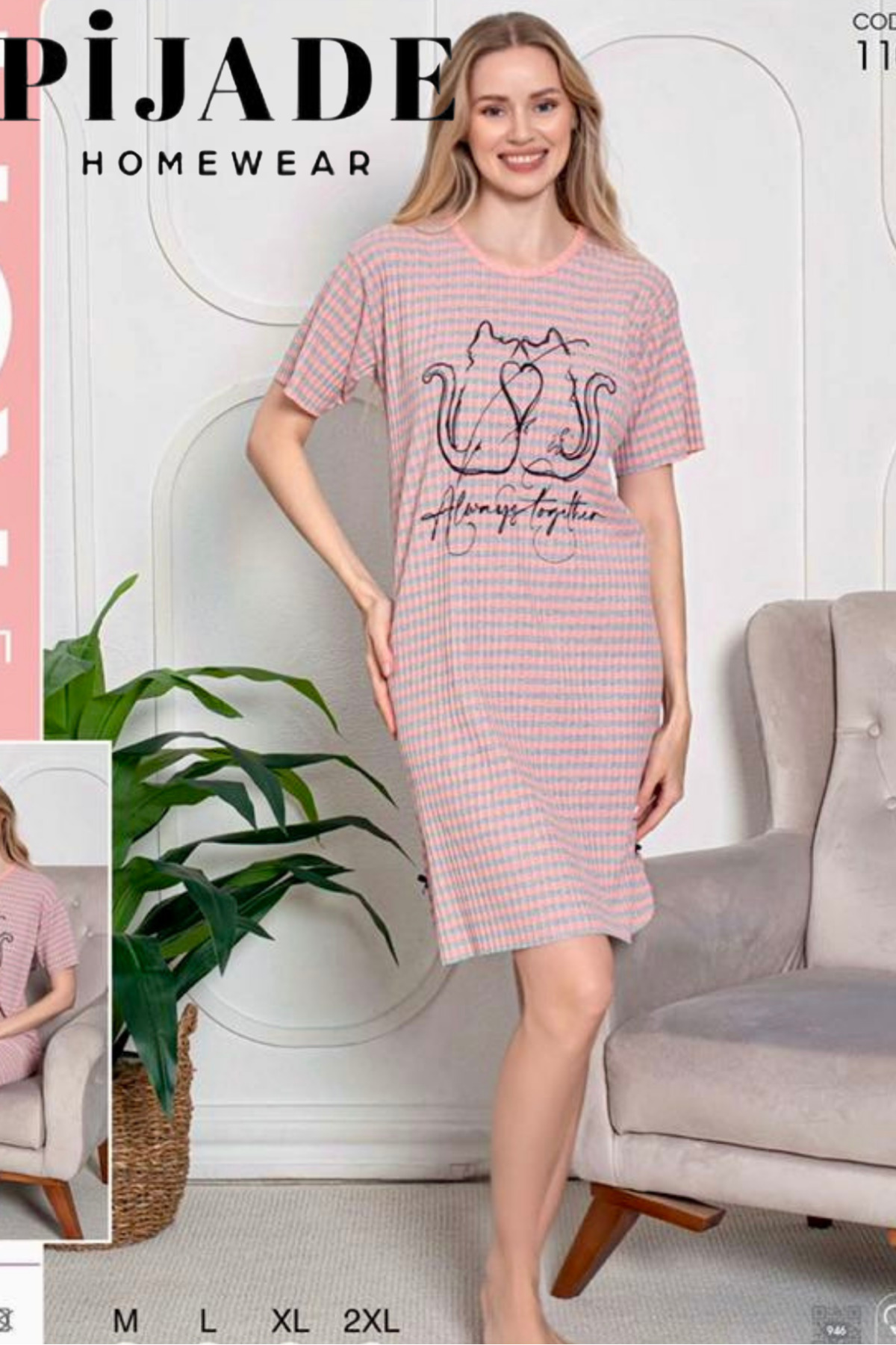 PİJADE HOMEWEAR Çizgili Jile Elbise