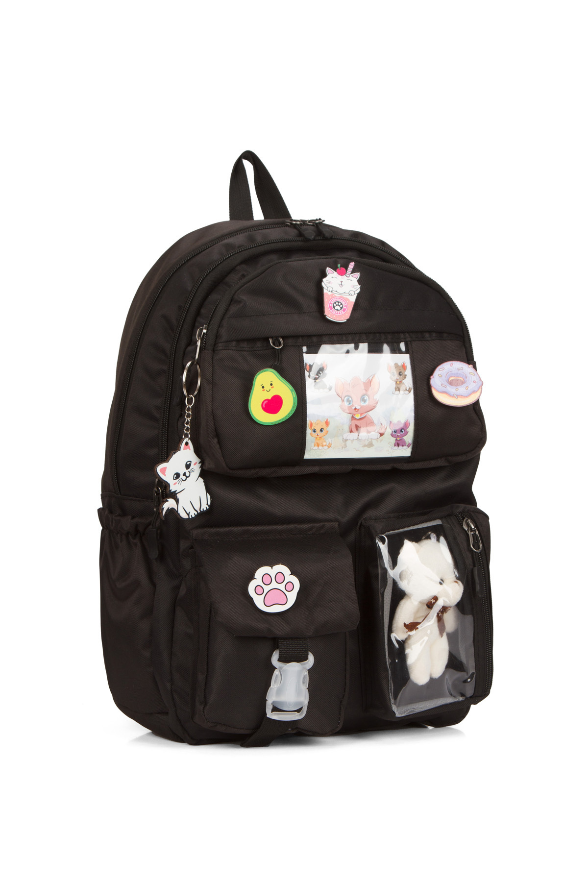 GreandBags 2 ANA BÖLMELİ Kore tarzı Tablet Bölmeli Ayıcık Ve Aksesuar Hediyeli Okul Çantası