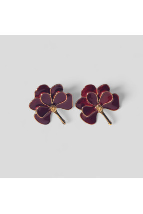 stainless steel Bordo Çiçek Küpe