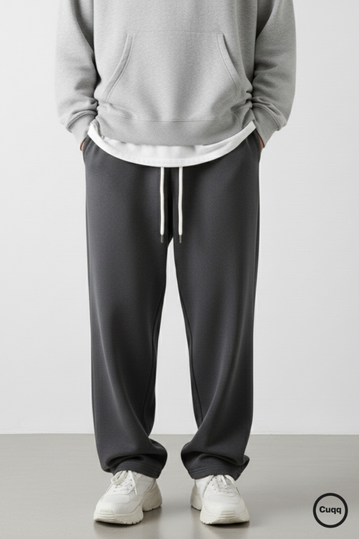 Erkek Baggy Eşofman Altı Oversize Bol Paça 3 İplik Kalın Kumaş Streetwear Cepli