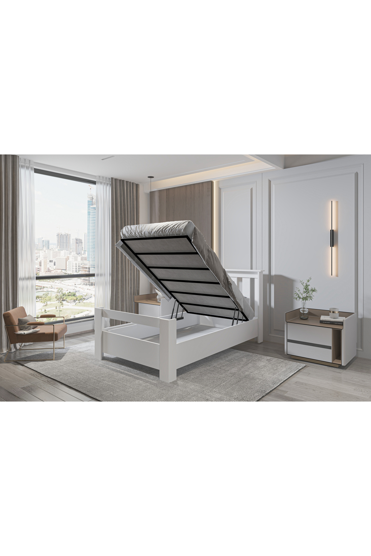 Ninnimo Alesta Tek Kişilik Beyaz MDF Bazalı Karyola