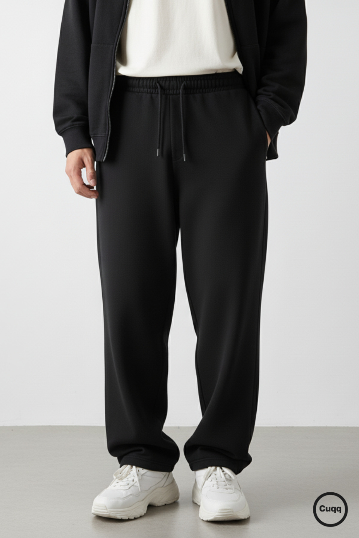 Erkek Baggy Eşofman Altı Oversize Bol Paça 3 İplik Kalın Kumaş Streetwear Cepli