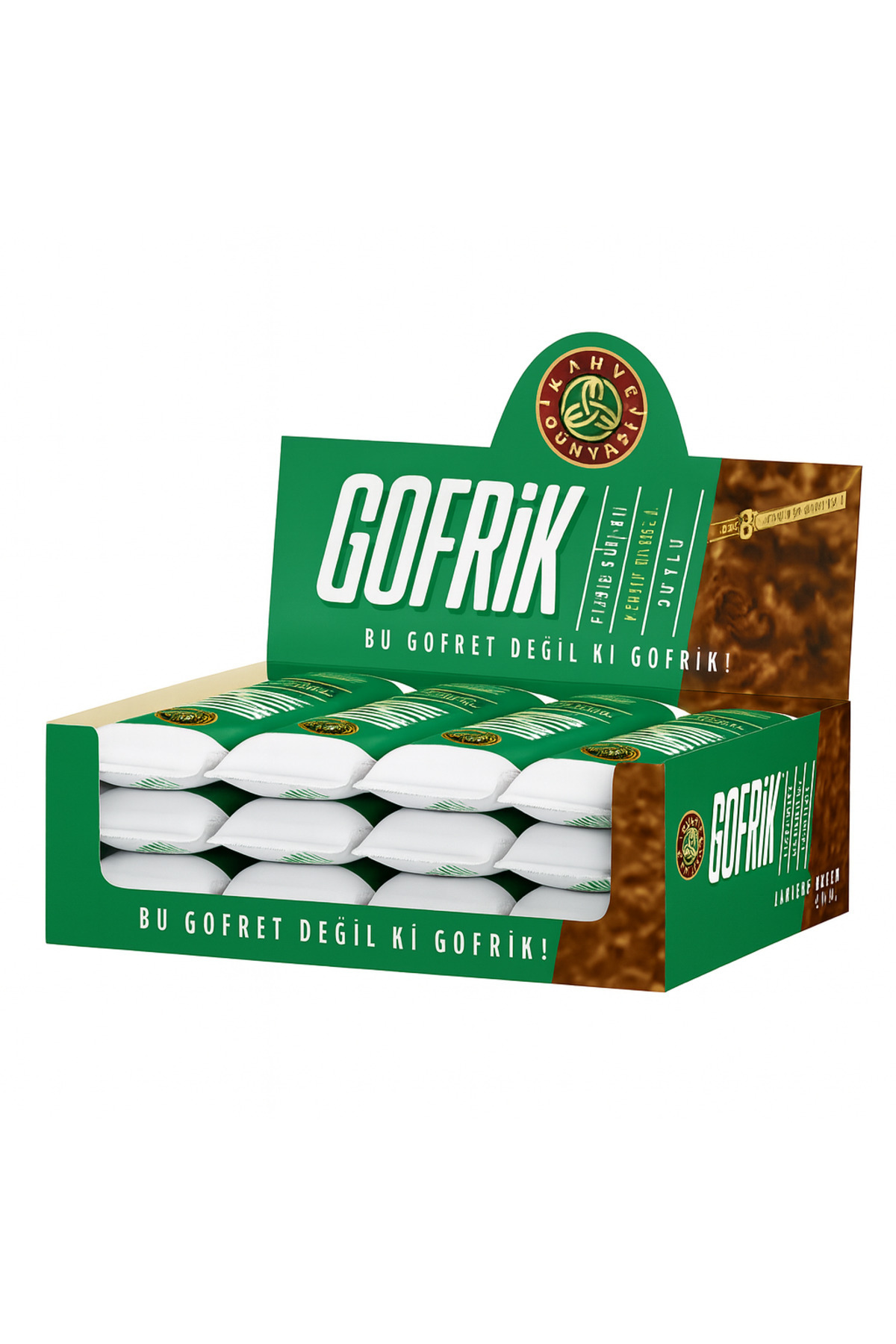 Kahve Dünyası Gofrik Antep Fıstıklı Sütlü Çikolata Kaplamalı Gofret 33 g x 24’lü Paket